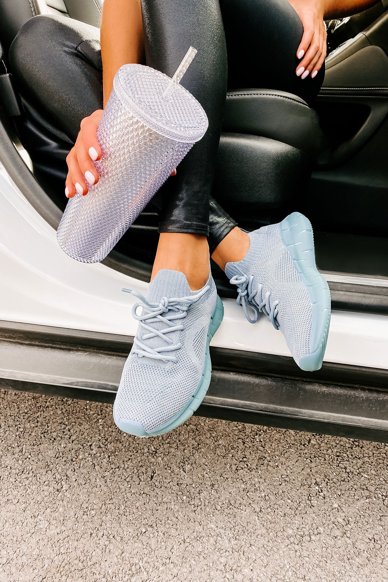 Motivated To Move Sock Knit Sneakers (Blue)-The Formal Wear