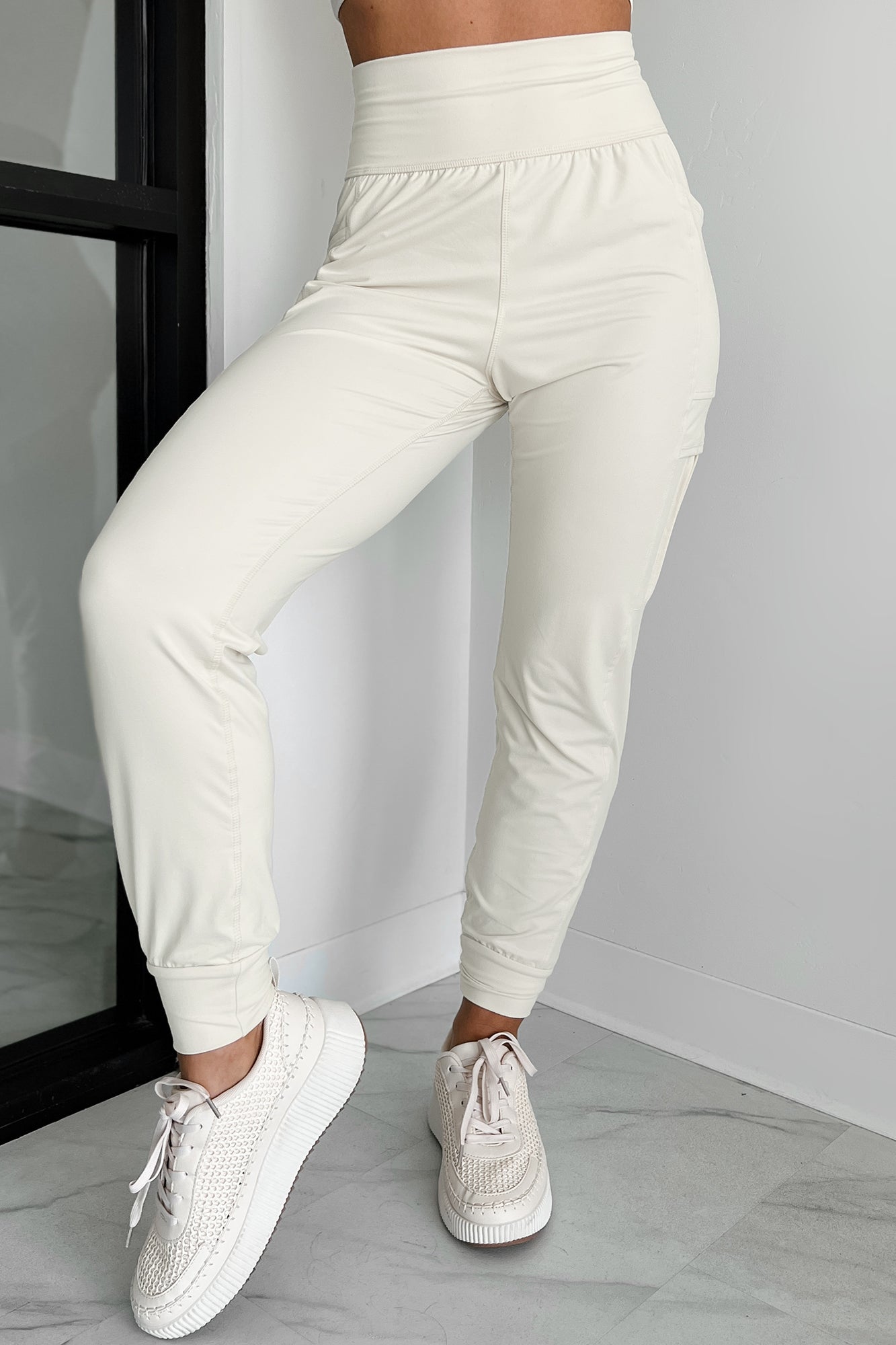 Bestie For The Restie Butter Soft Side Pocket Joggers (White Pearl)-The Formal Wear