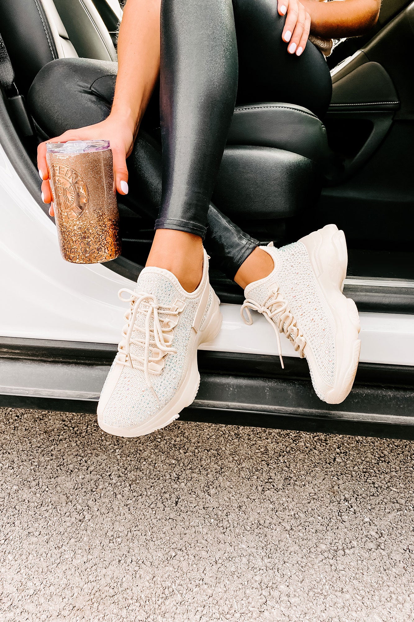 High Maintenance Chunky Rhinestone Sneakers (Beige)-The Formal Wear