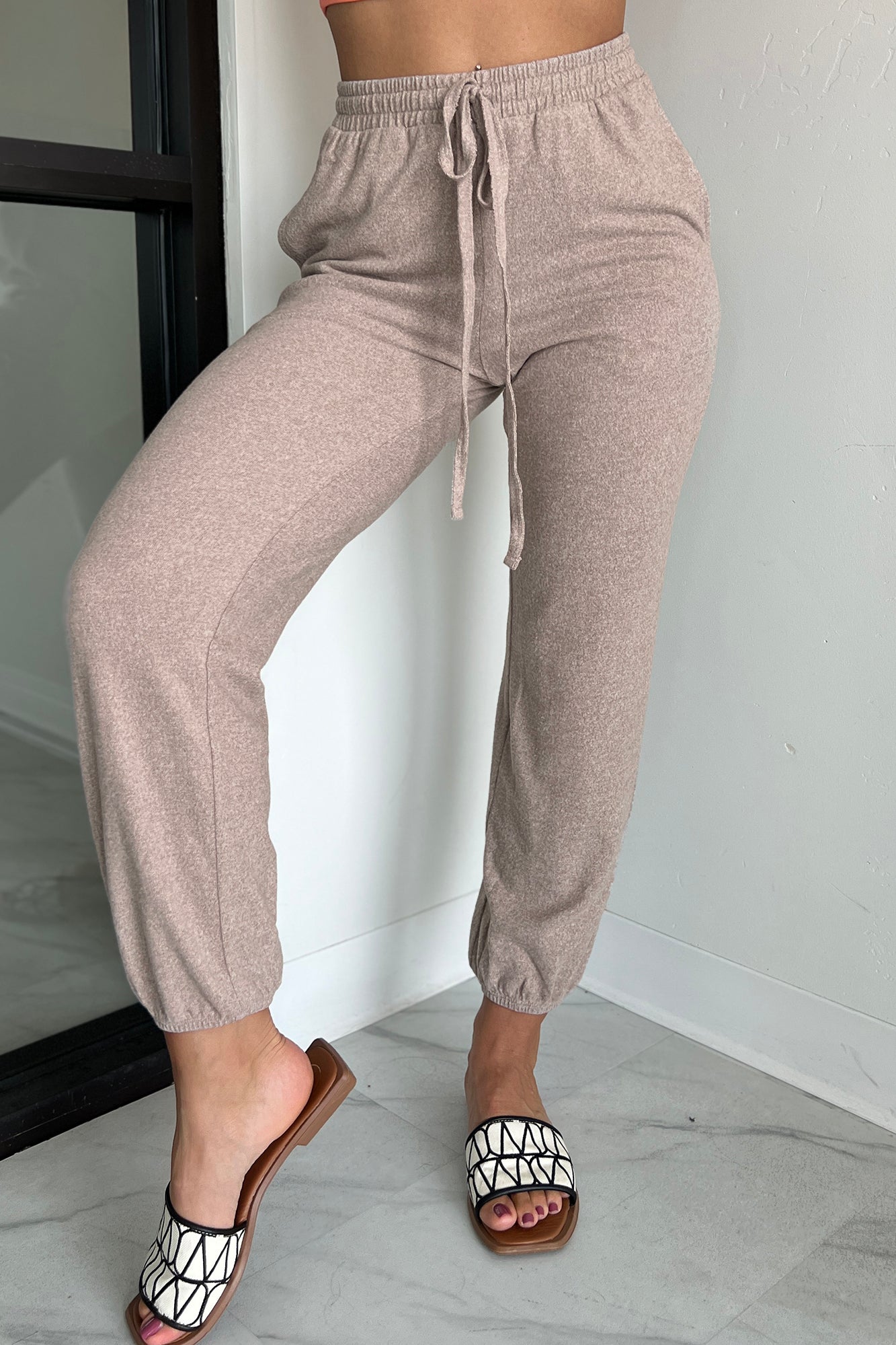 Maximum Relaxation Brushed Knit Zenana Joggers (Ash Mocha)-The Formal Wear