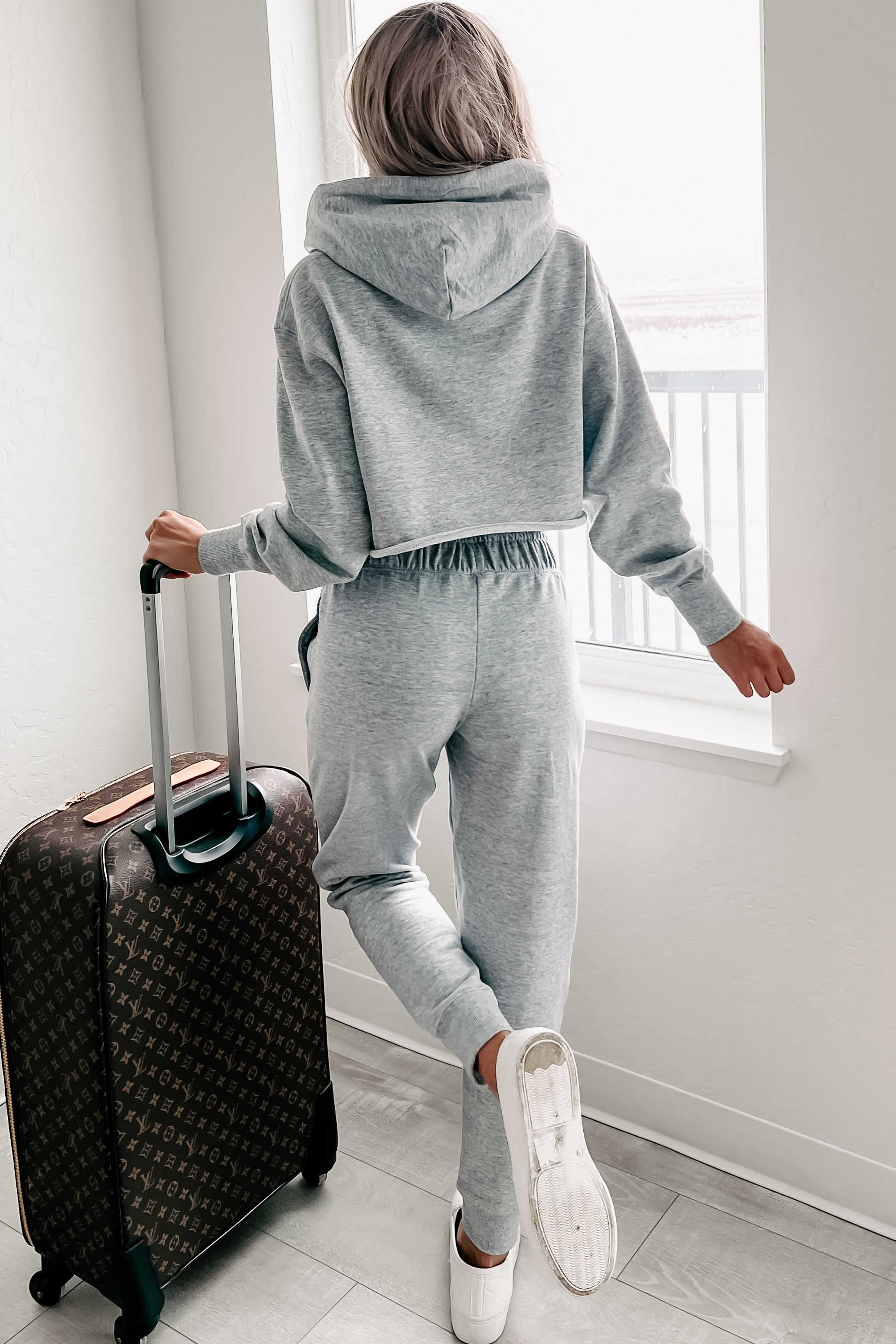 Weekend Chilling Cotton Terry Two Piece Set (Heather Grey)-The Formal Wear