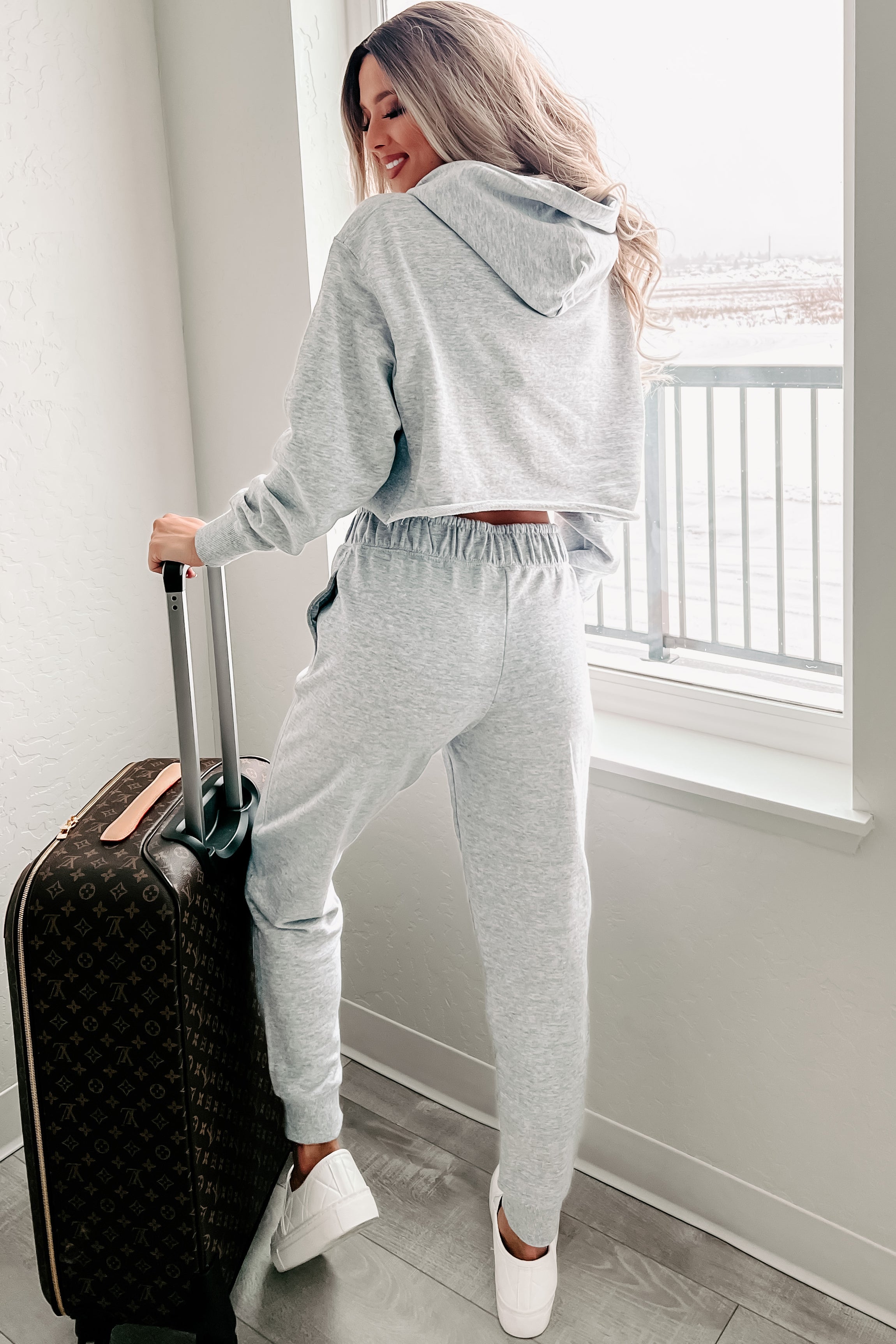 Weekend Chilling Cotton Terry Two Piece Set (Heather Grey)-The Formal Wear