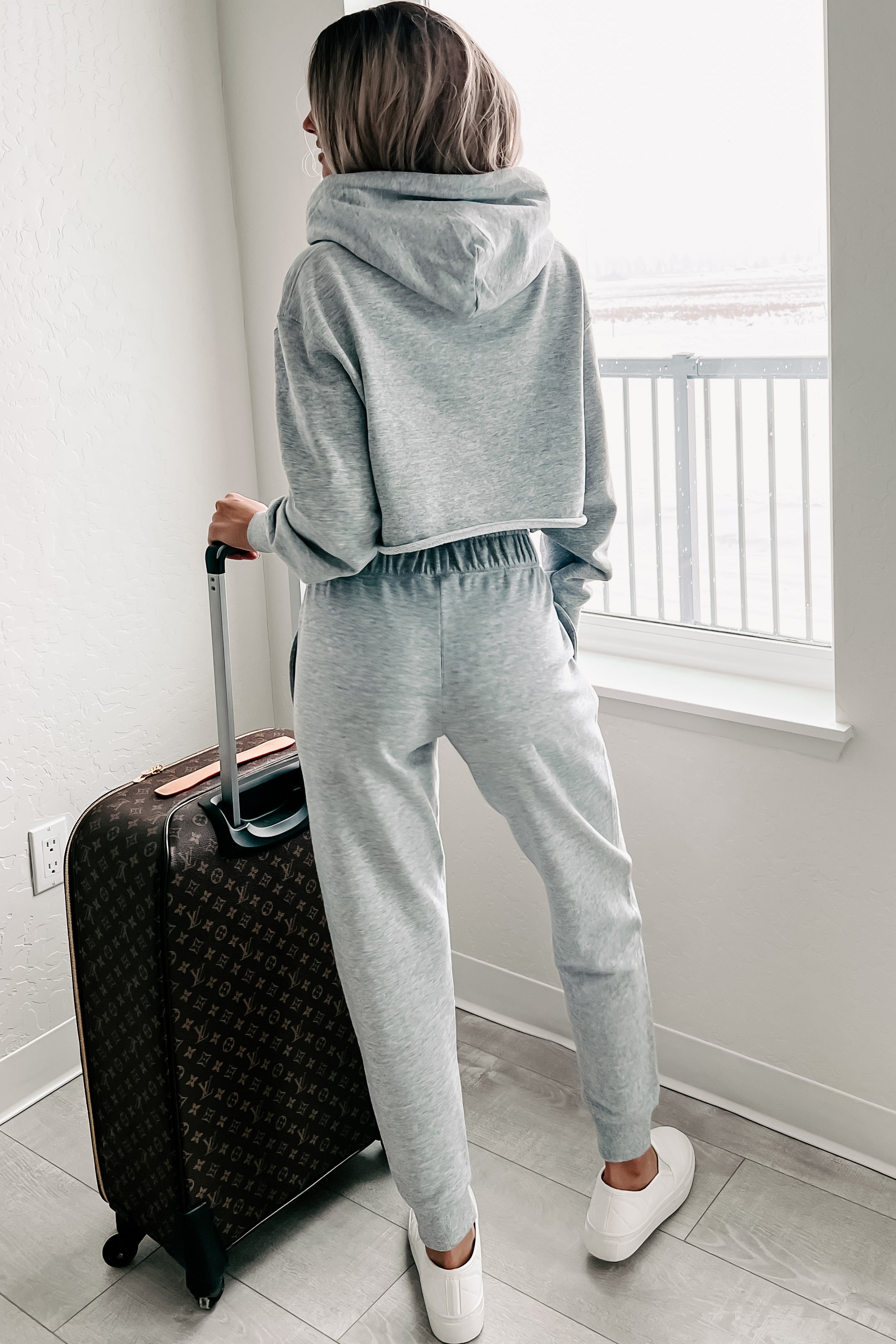 Weekend Chilling Cotton Terry Two Piece Set (Heather Grey)-The Formal Wear