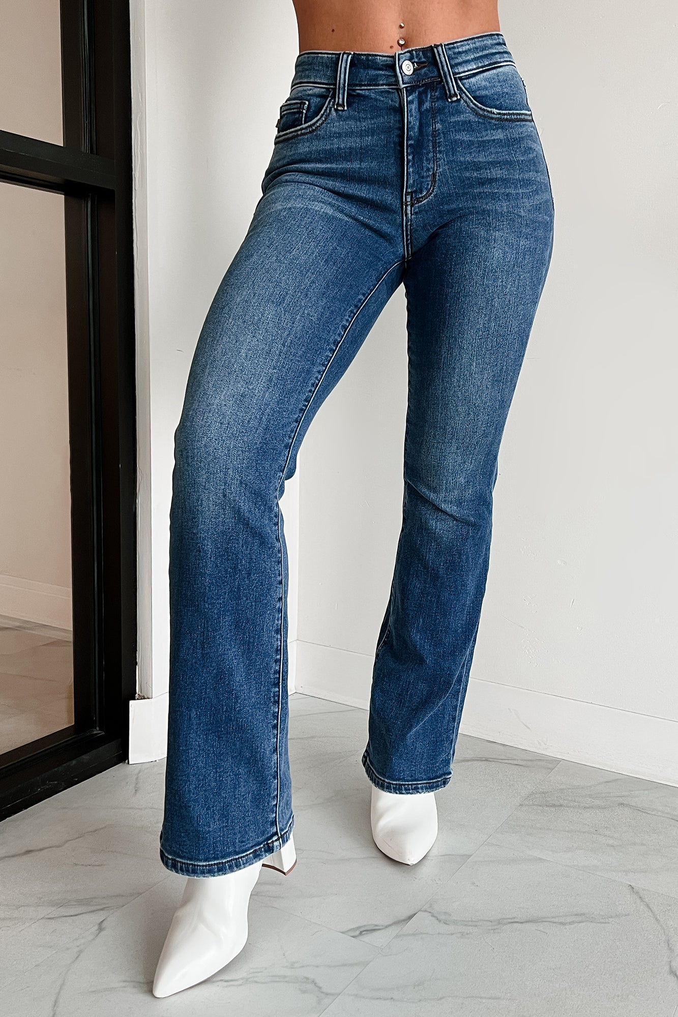 Candice Non Distressed Boot Cut Judy Blue Jeans (Dark)-The Formal Wear