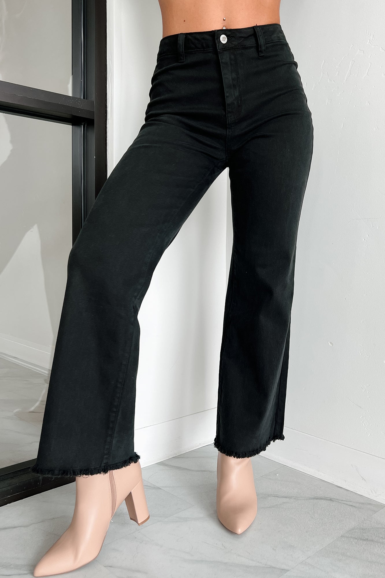 Azriel High Rise Straight Leg Zenana Jeans (Black)-The Formal Wear