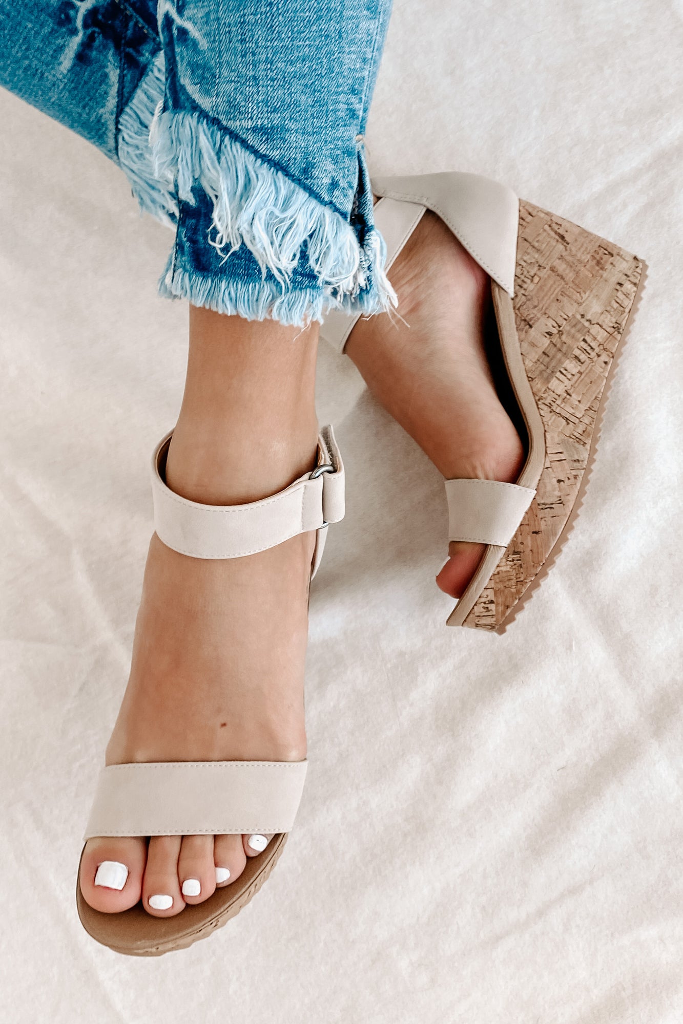 IMPERFECT Avalon Cork Wedge Sandals (Beige)-The Formal Wear
