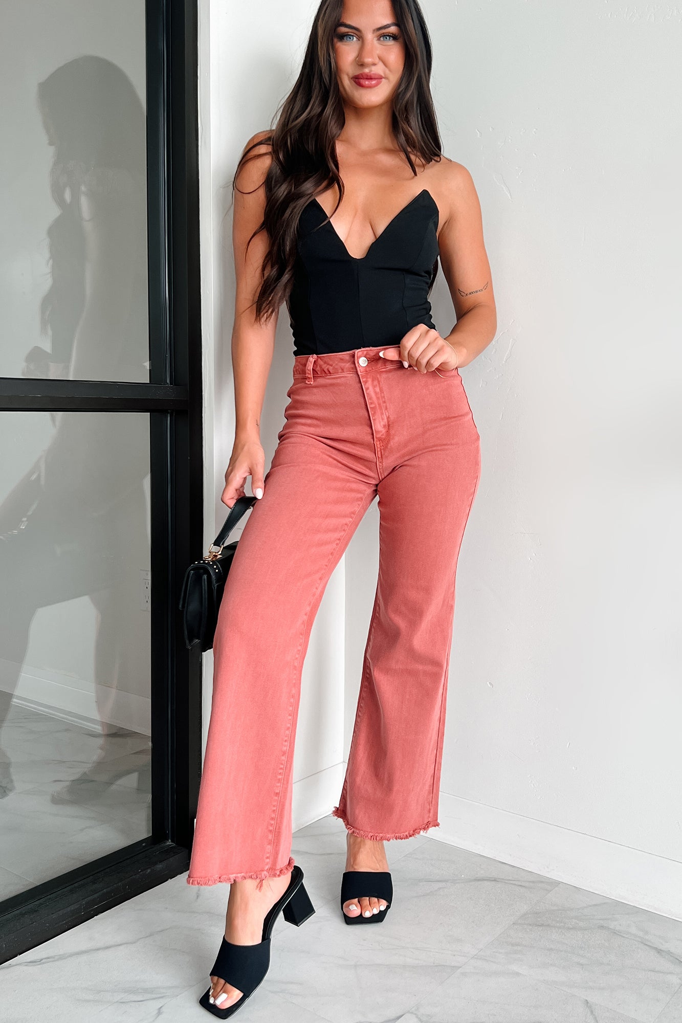 Call My Agent Strapless Deep V-Neck Bodysuit (Black)-The Formal Wear