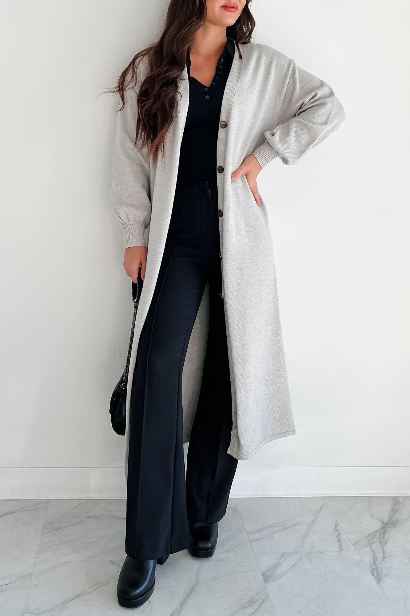 Dreamy Days Duster Cardigan (Heather Grey)-The Formal Wear