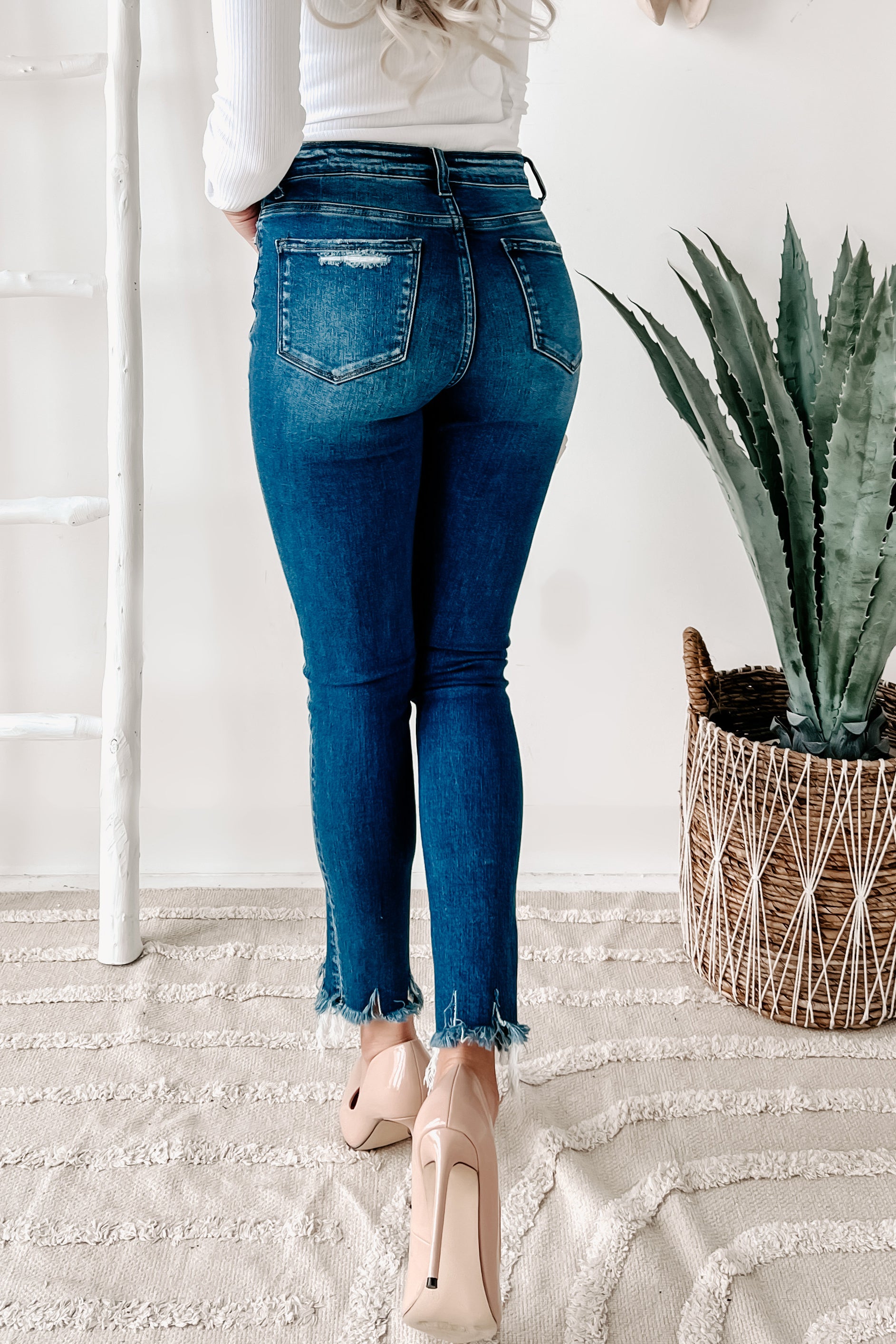 Petunia Flying Monkey High Rise Button-Down Skinny Jeans (Dark)-The Formal Wear