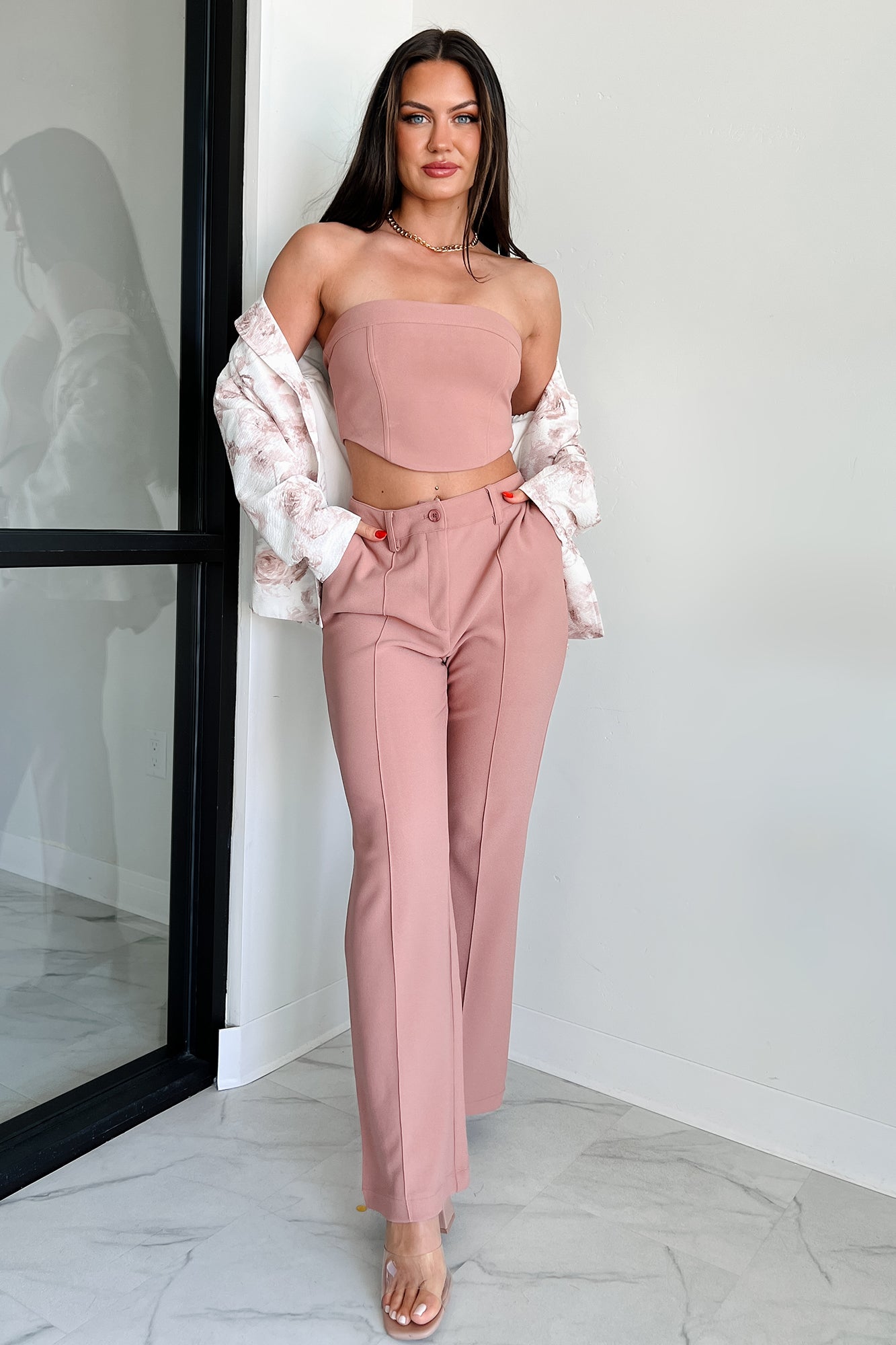 Boosted Confidence Back Lace-Up Tube Top (Terracotta)-The Formal Wear