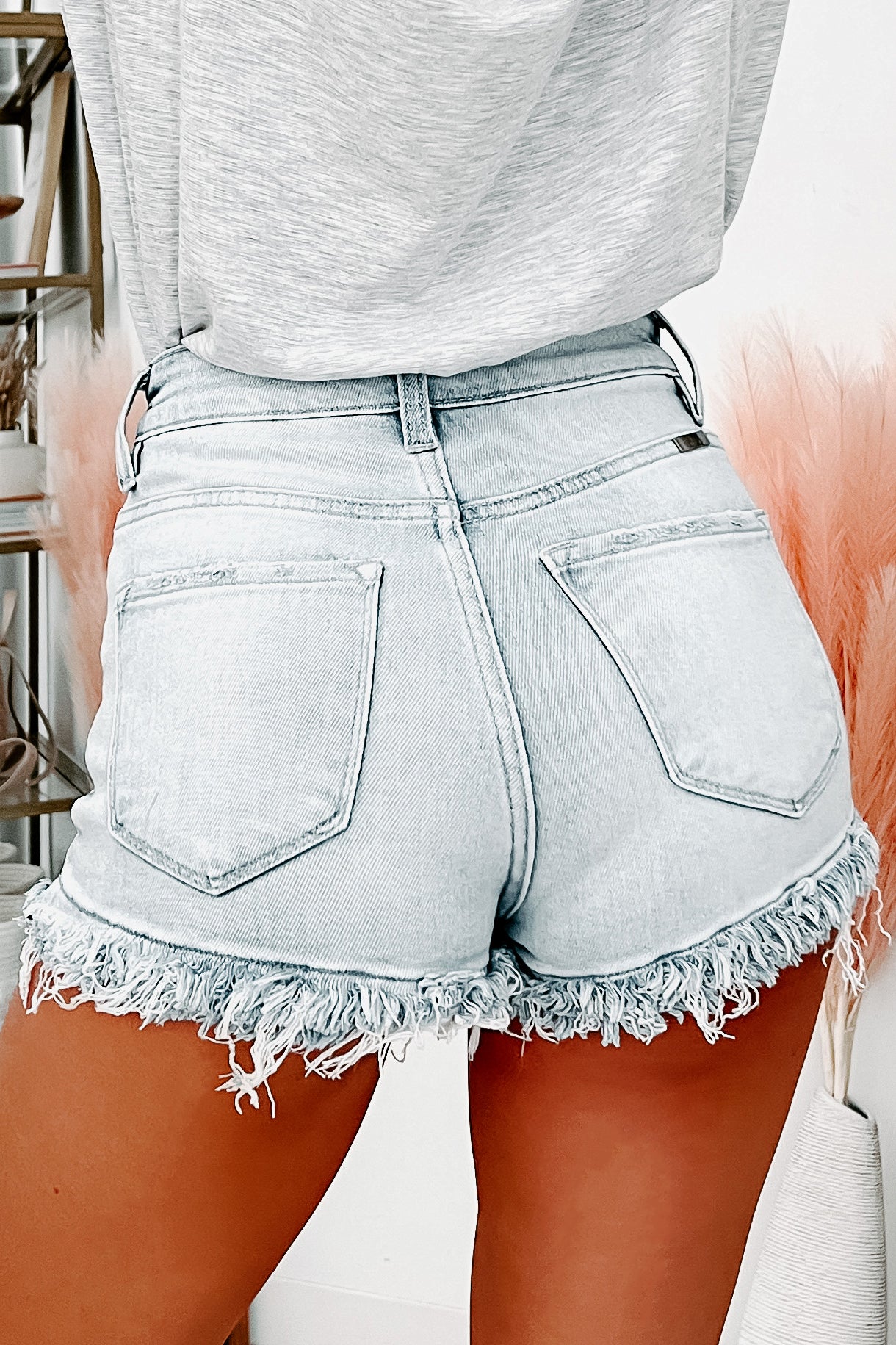 Concert Crasher High Rise Raw Hem Kancan Shorts (Light)-The Formal Wear