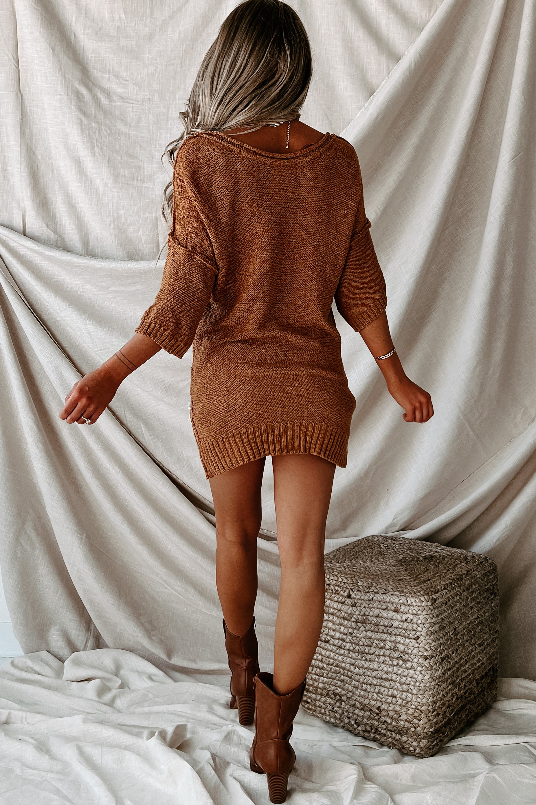 Halfway To You Knit Short Sleeve Top (Copper)-The Formal Wear