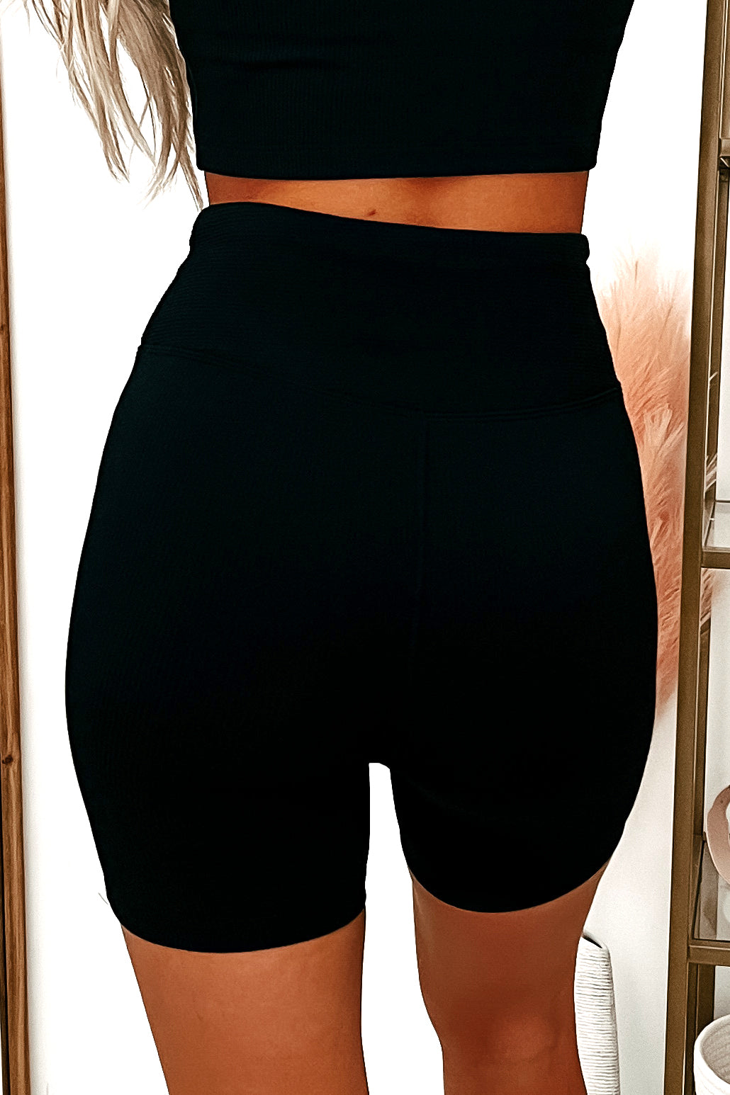 Any Terrain Ribbed High Rise Biker Shorts (Black)-The Formal Wear