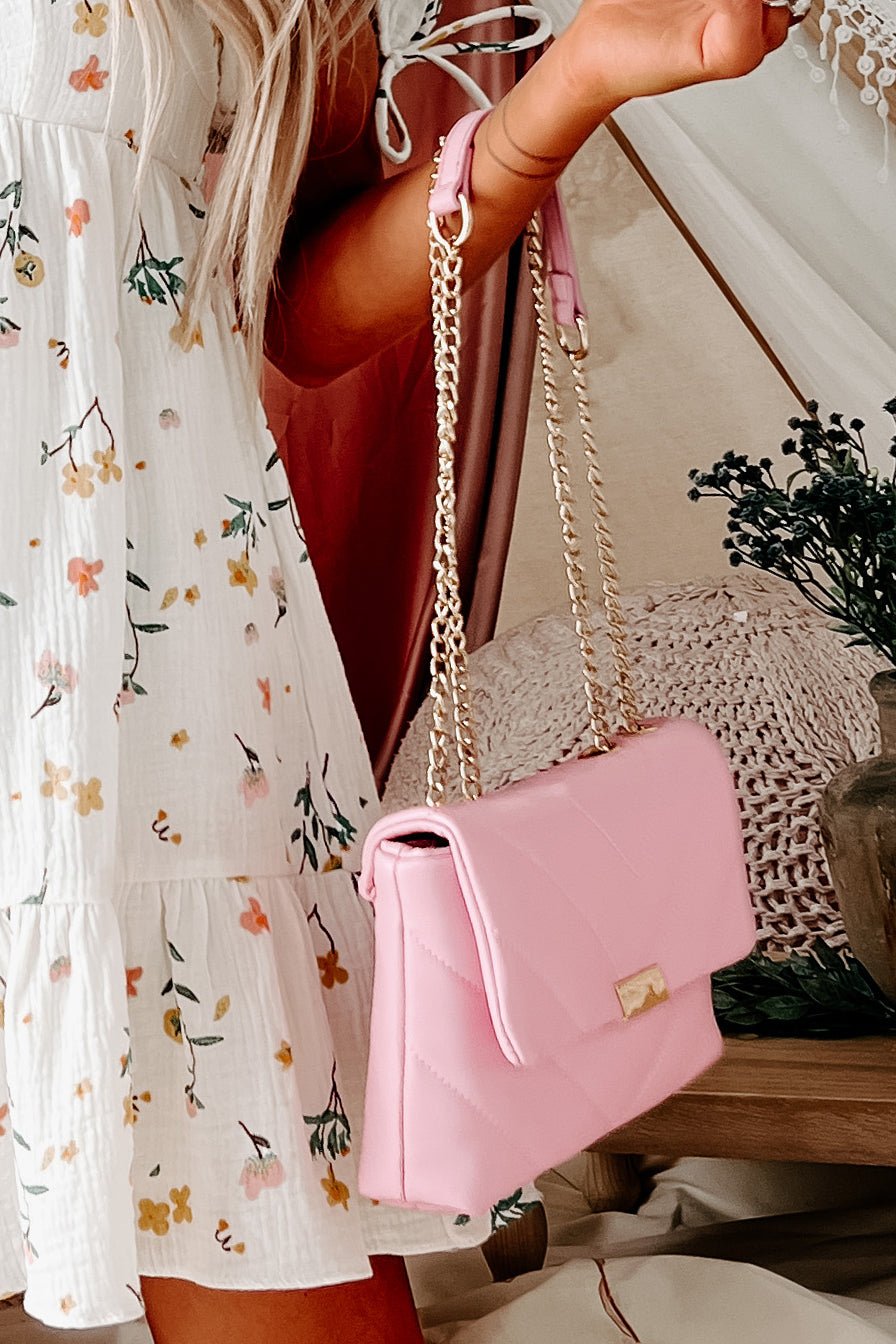 City Escape Faux Leather Chevron Crossbody (Carnation)-The Formal Wear