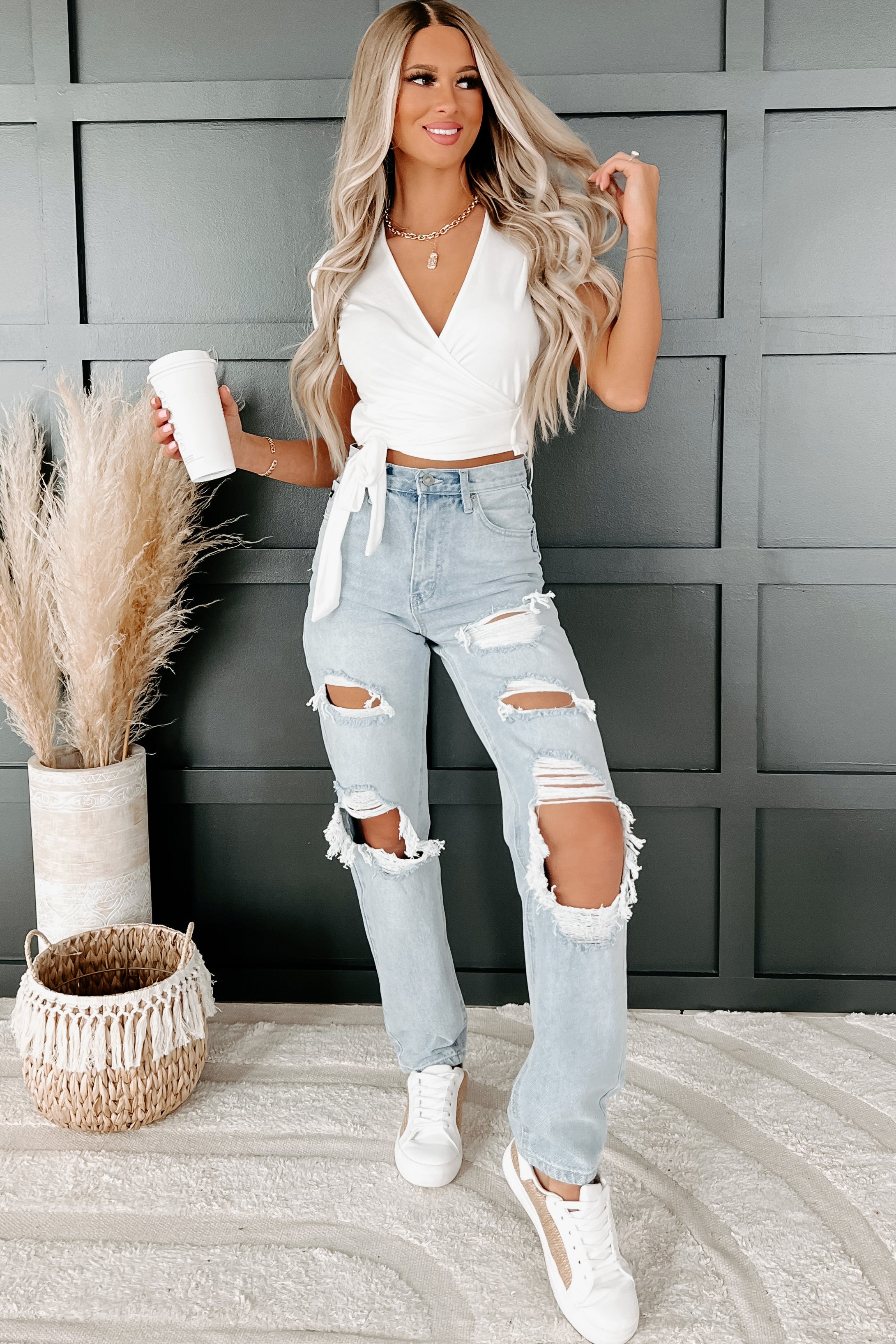 Expect The Best Cropped Wrap Top (Ivory)-The Formal Wear