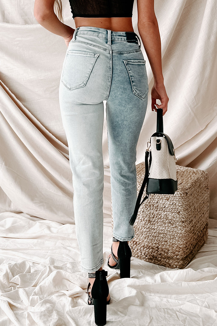 Up For Anything Two-Tone High Rise Risen Jeans (Light Combo)-The Formal Wear