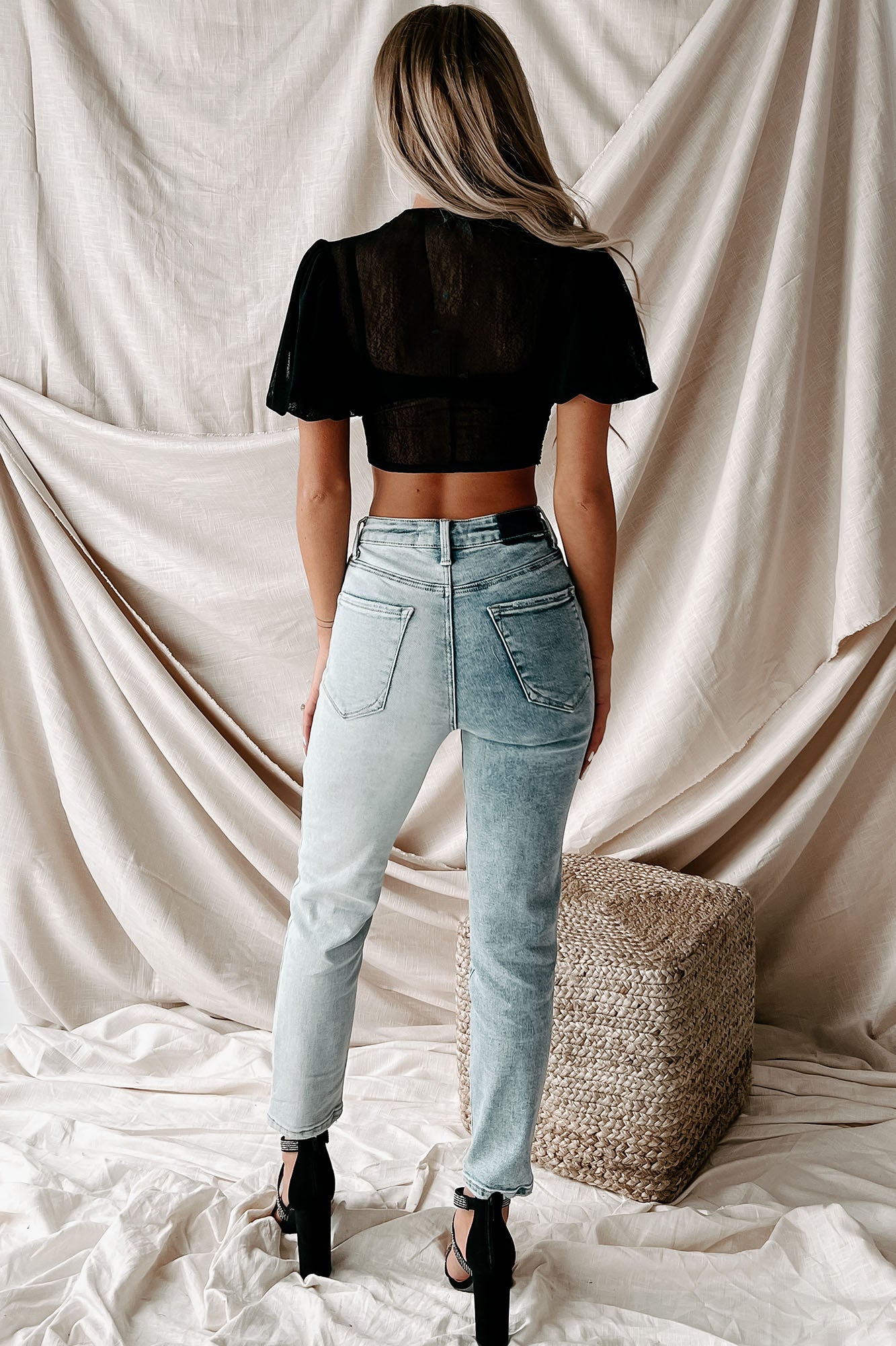 Hooked On Love Hook-Front Mesh Crop Top (Black)-The Formal Wear