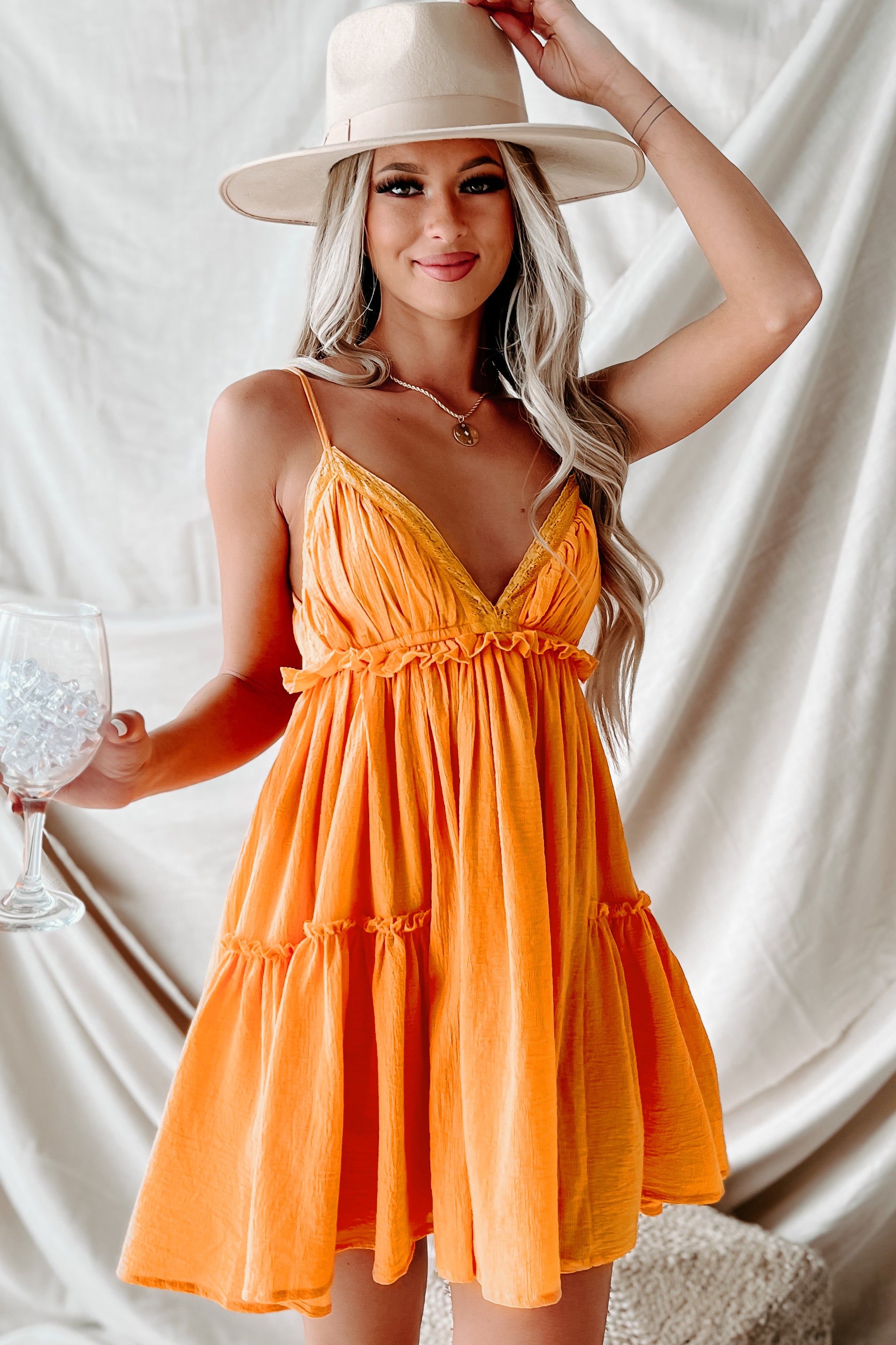 Pretty & Poised Back Cut-Out Babydoll Dress (Mango)-The Formal Wear