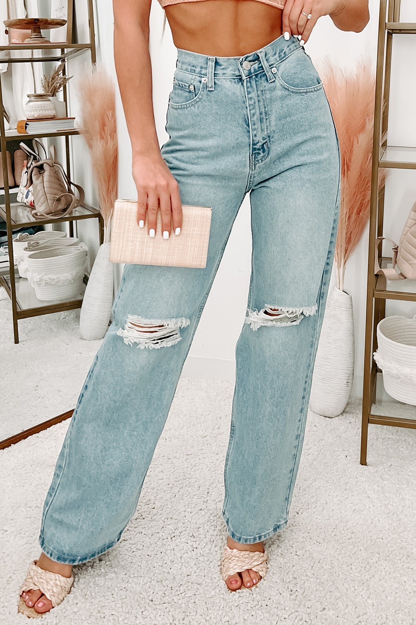 Samie High Rise Distressed Wide Leg Jeans (Medium)-The Formal Wear