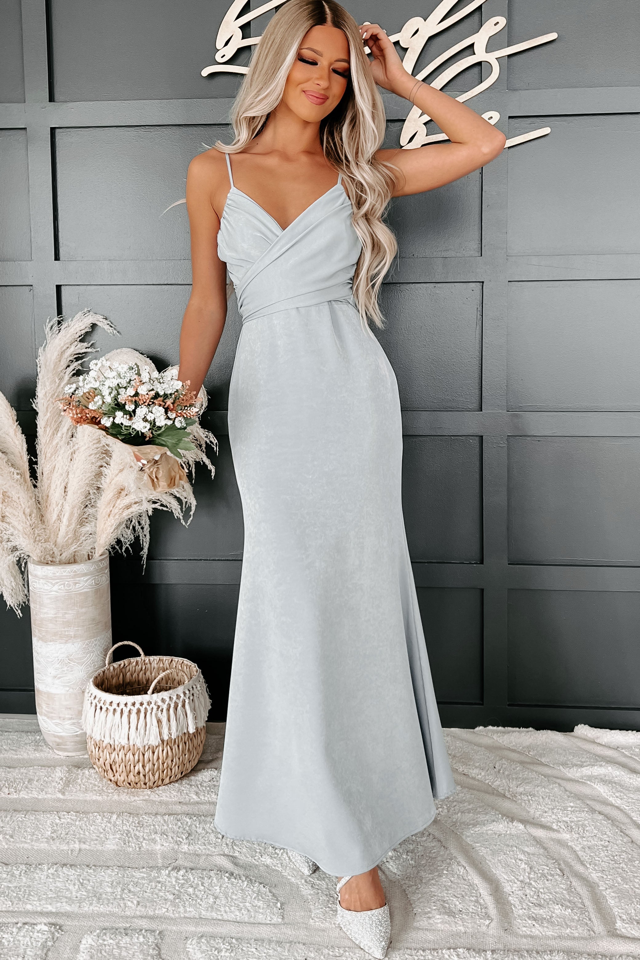 Cheerful Thoughts Wrap Bust Midi Dress (Blue)-The Formal Wear