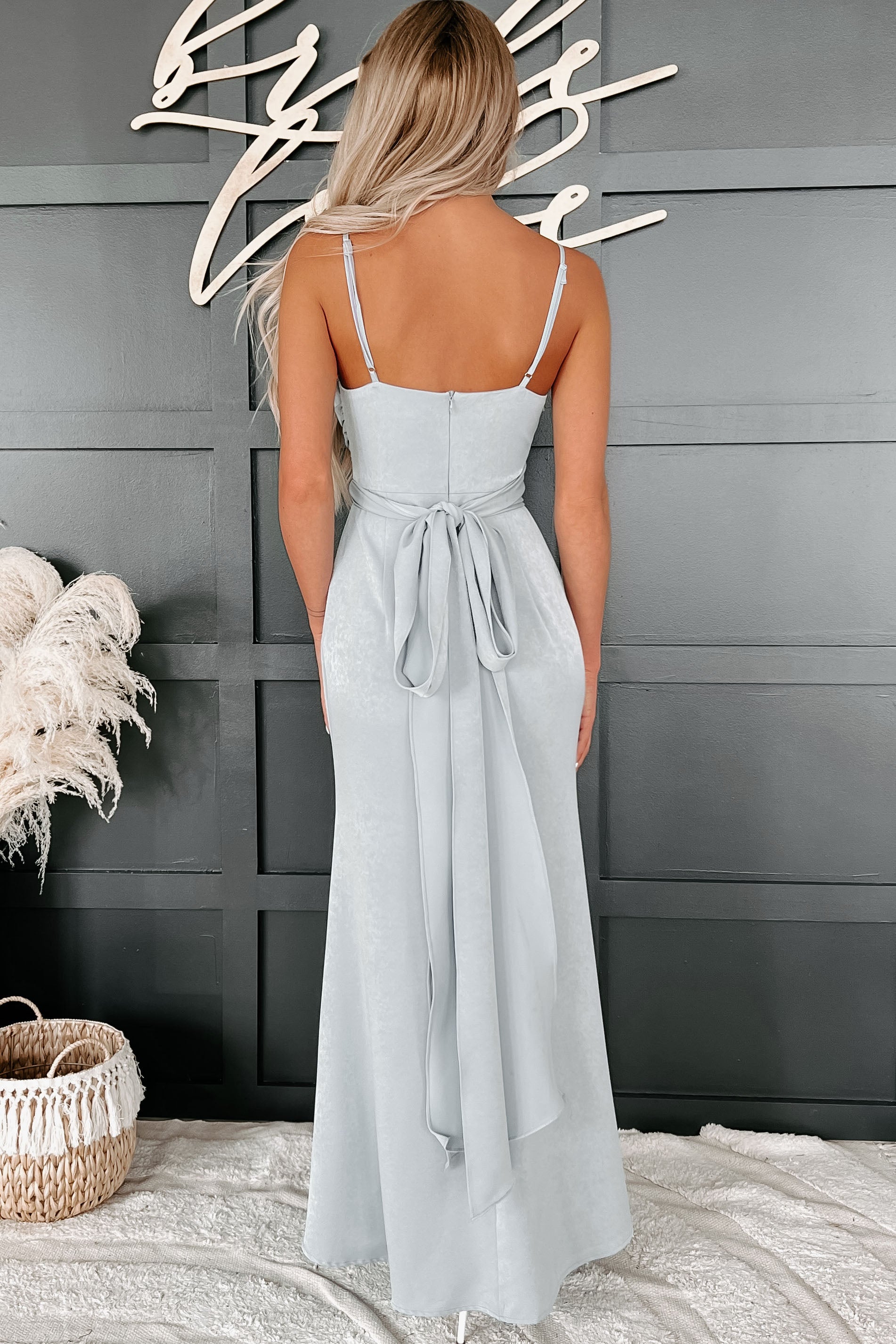 Cheerful Thoughts Wrap Bust Midi Dress (Blue)-The Formal Wear