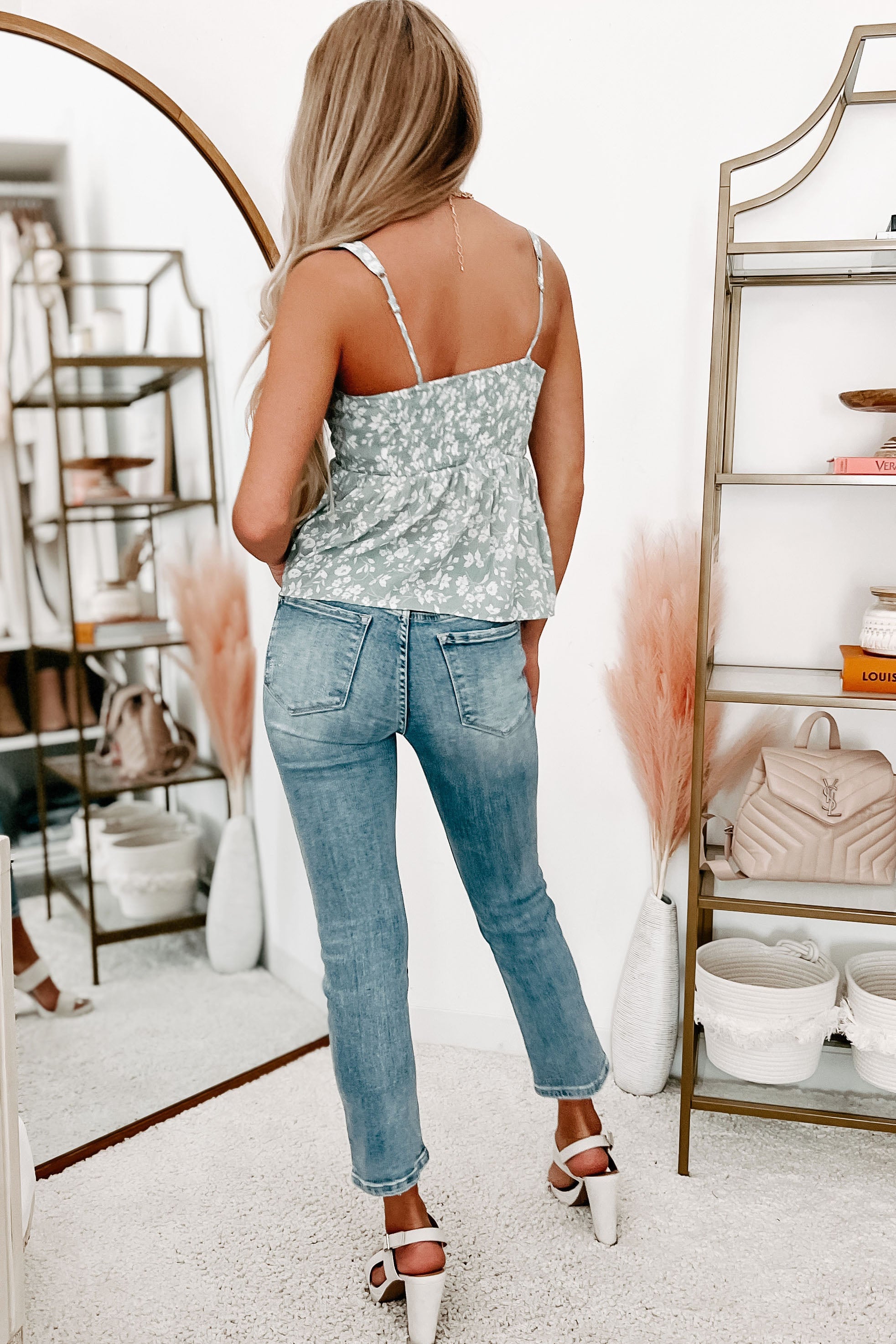 From My Heart Floral Tank Top (Dusty Mint)-The Formal Wear