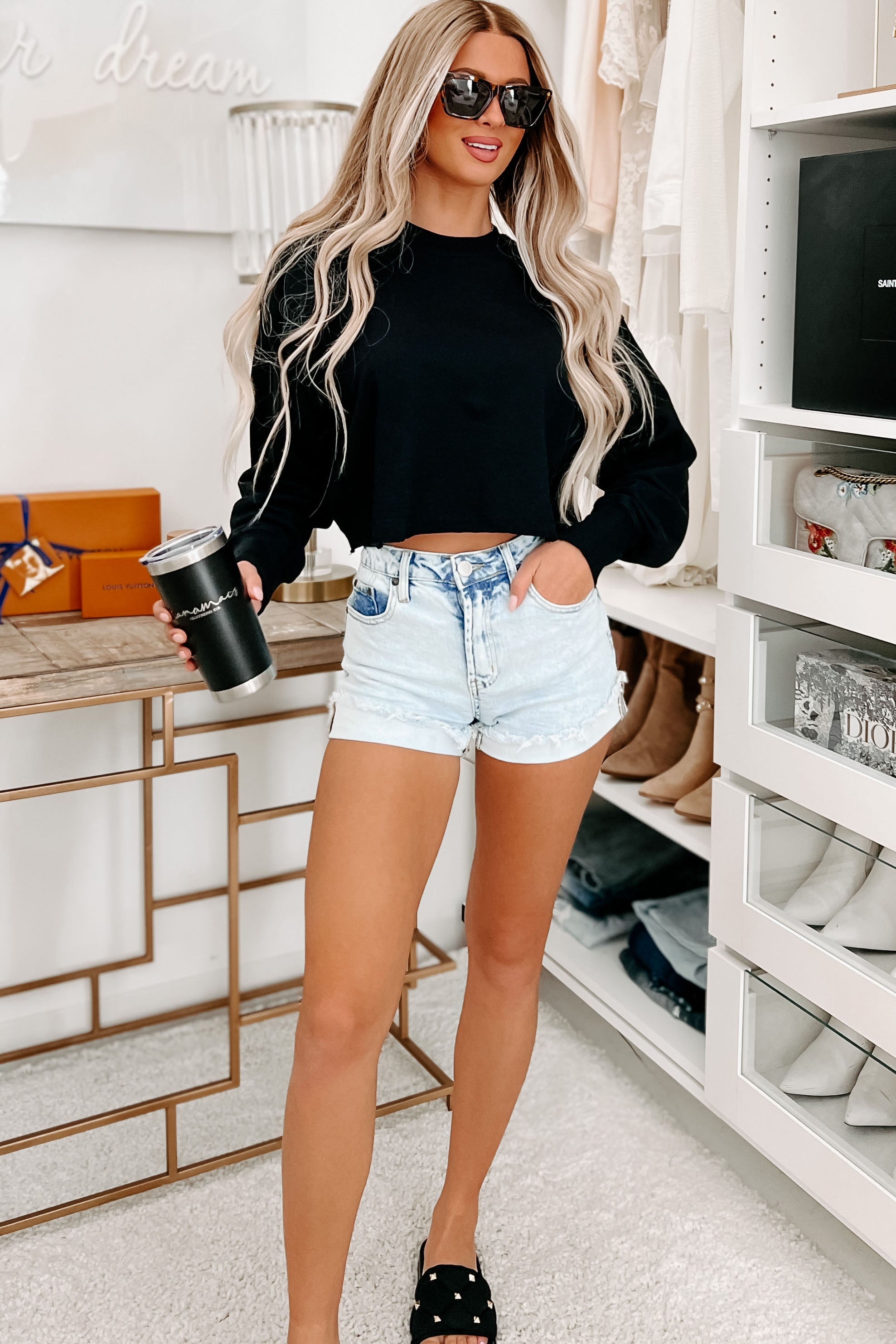 Competitive Edge Cropped Sweatshirt (Black)-The Formal Wear