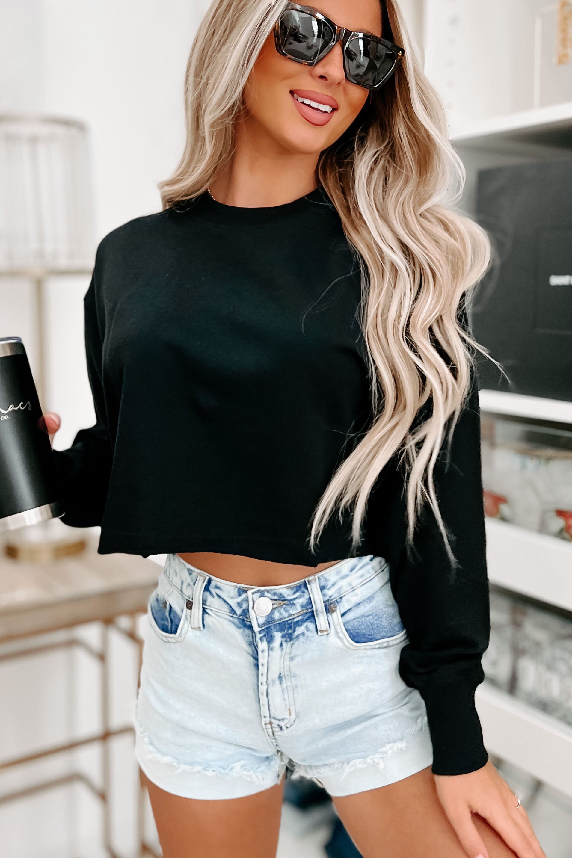 Competitive Edge Cropped Sweatshirt (Black)-The Formal Wear