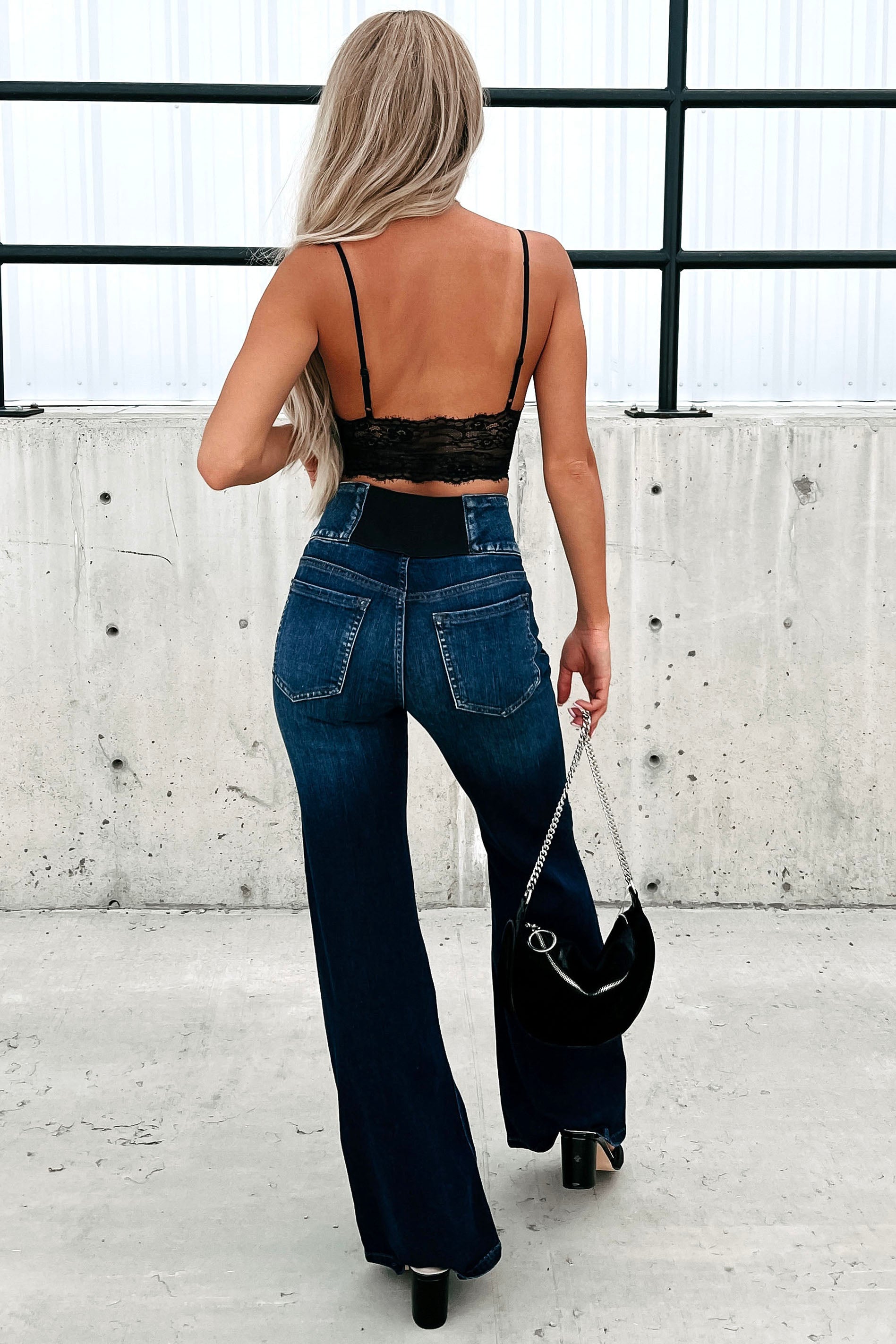 Simple And Sassy Lace Back Padded Bralette (Black)-The Formal Wear