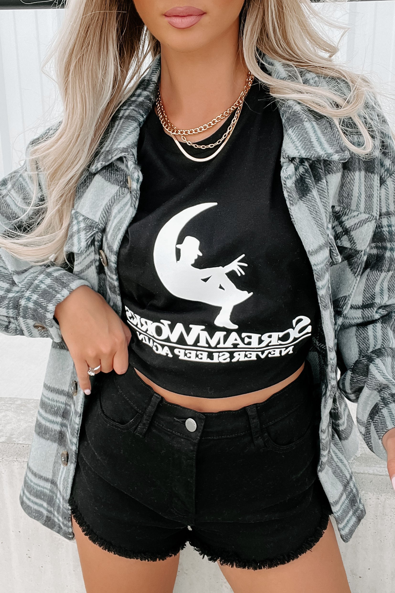 Everyone Knows Plaid Shacket (Moss)-The Formal Wear