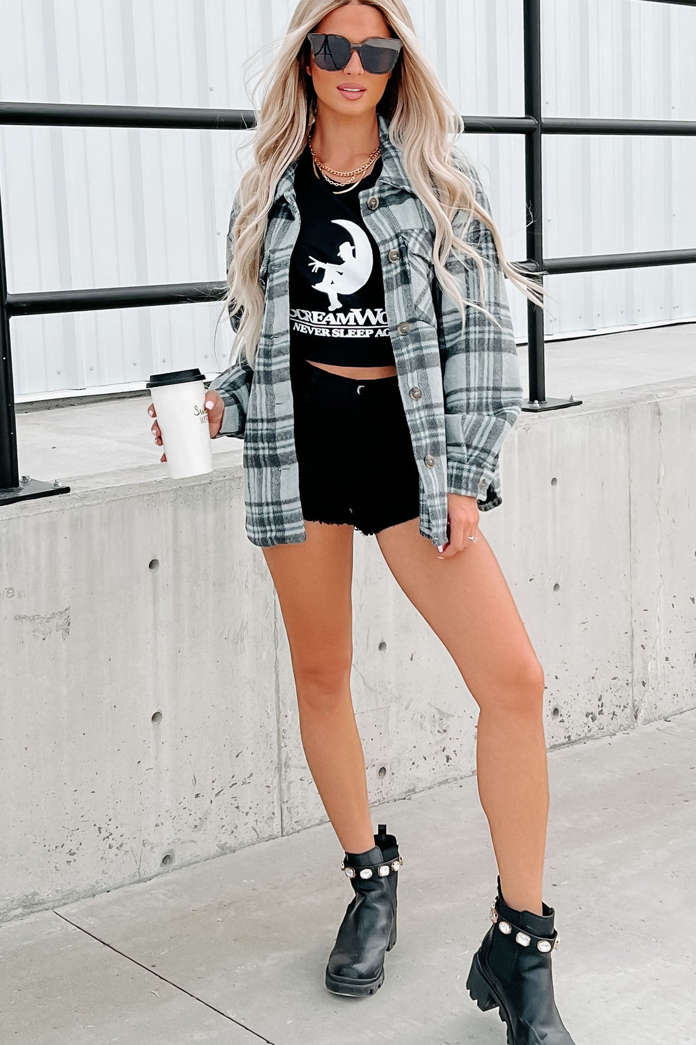 Everyone Knows Plaid Shacket (Moss)-The Formal Wear