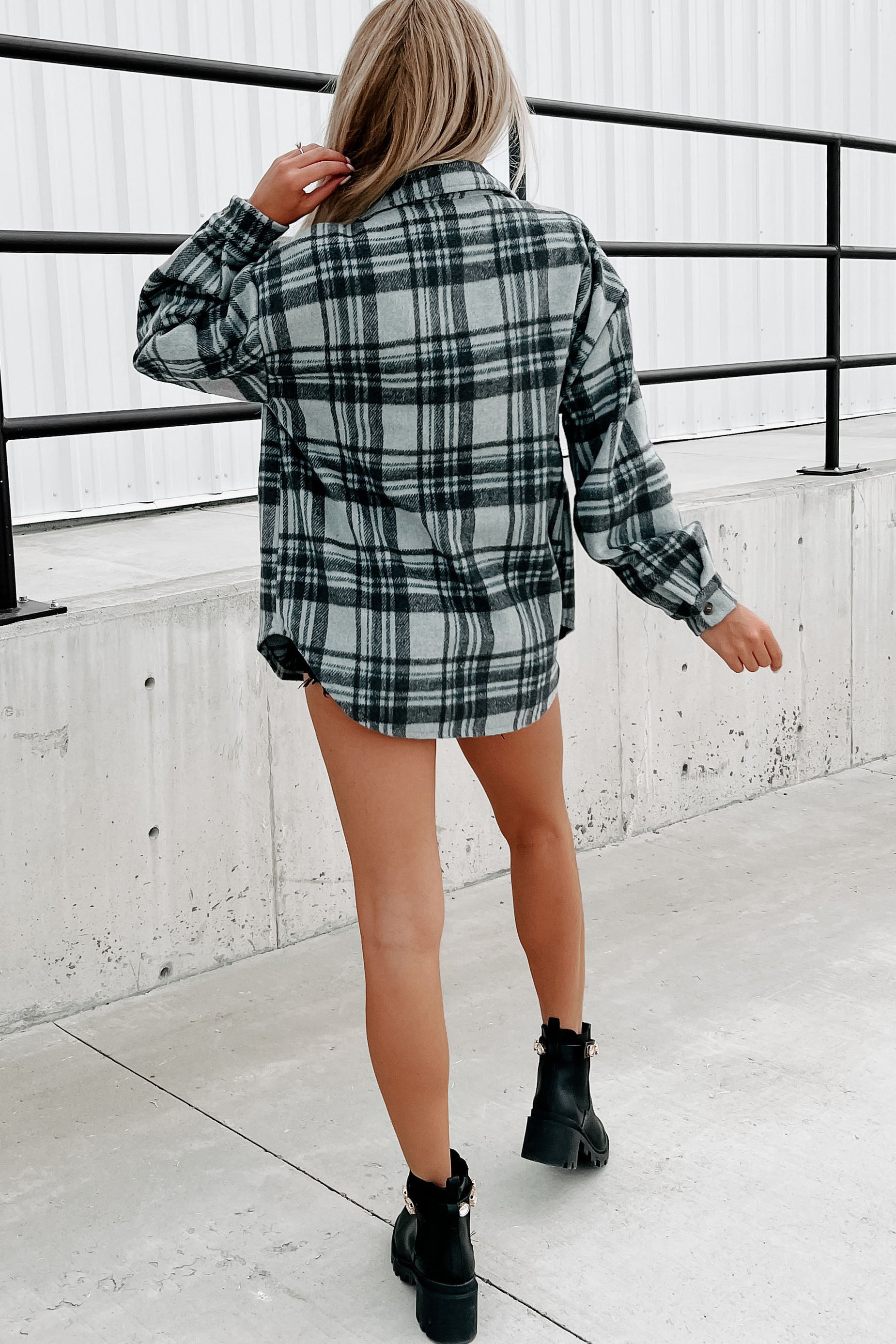 Everyone Knows Plaid Shacket (Moss)-The Formal Wear