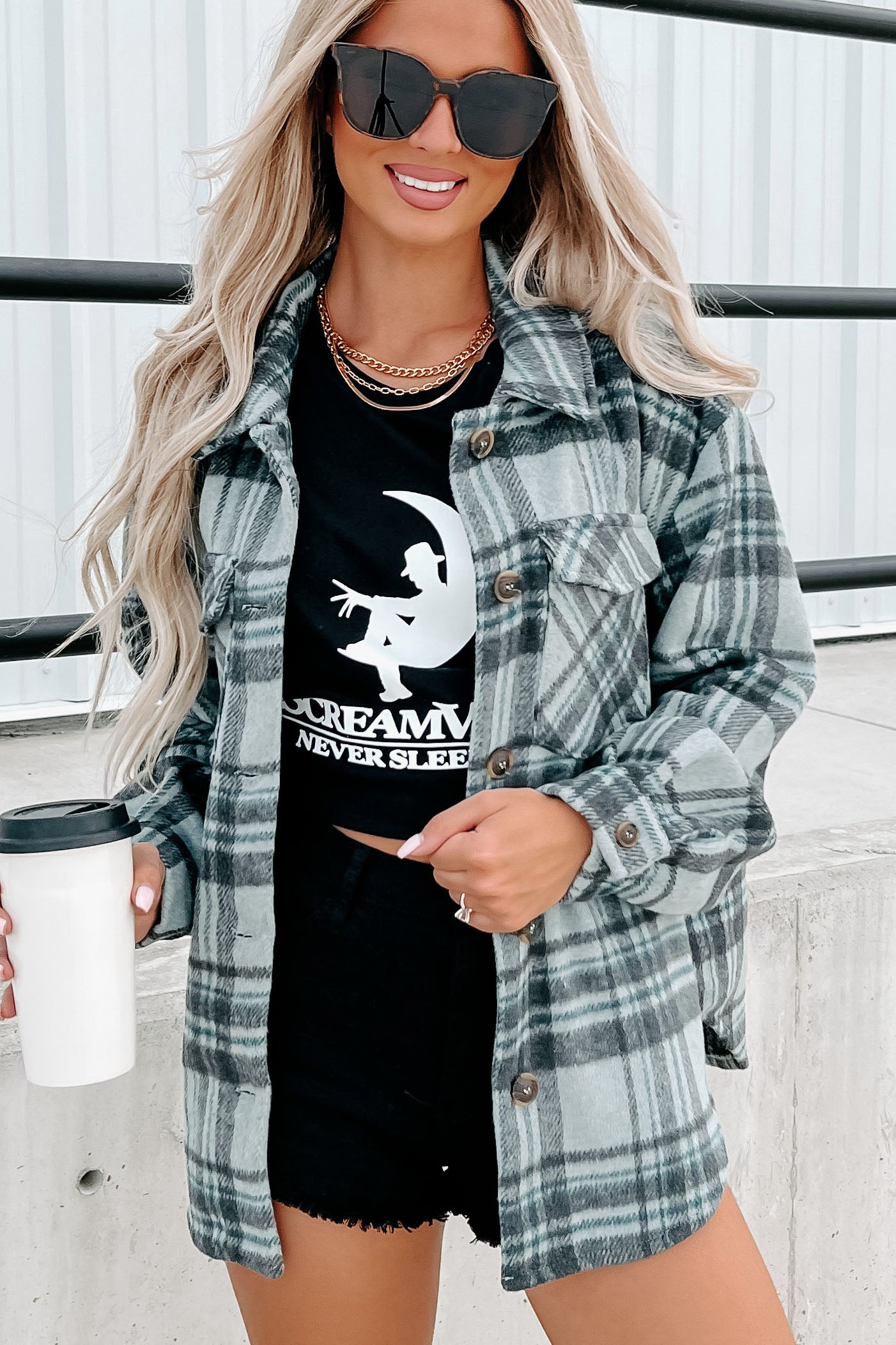 Everyone Knows Plaid Shacket (Moss)-The Formal Wear