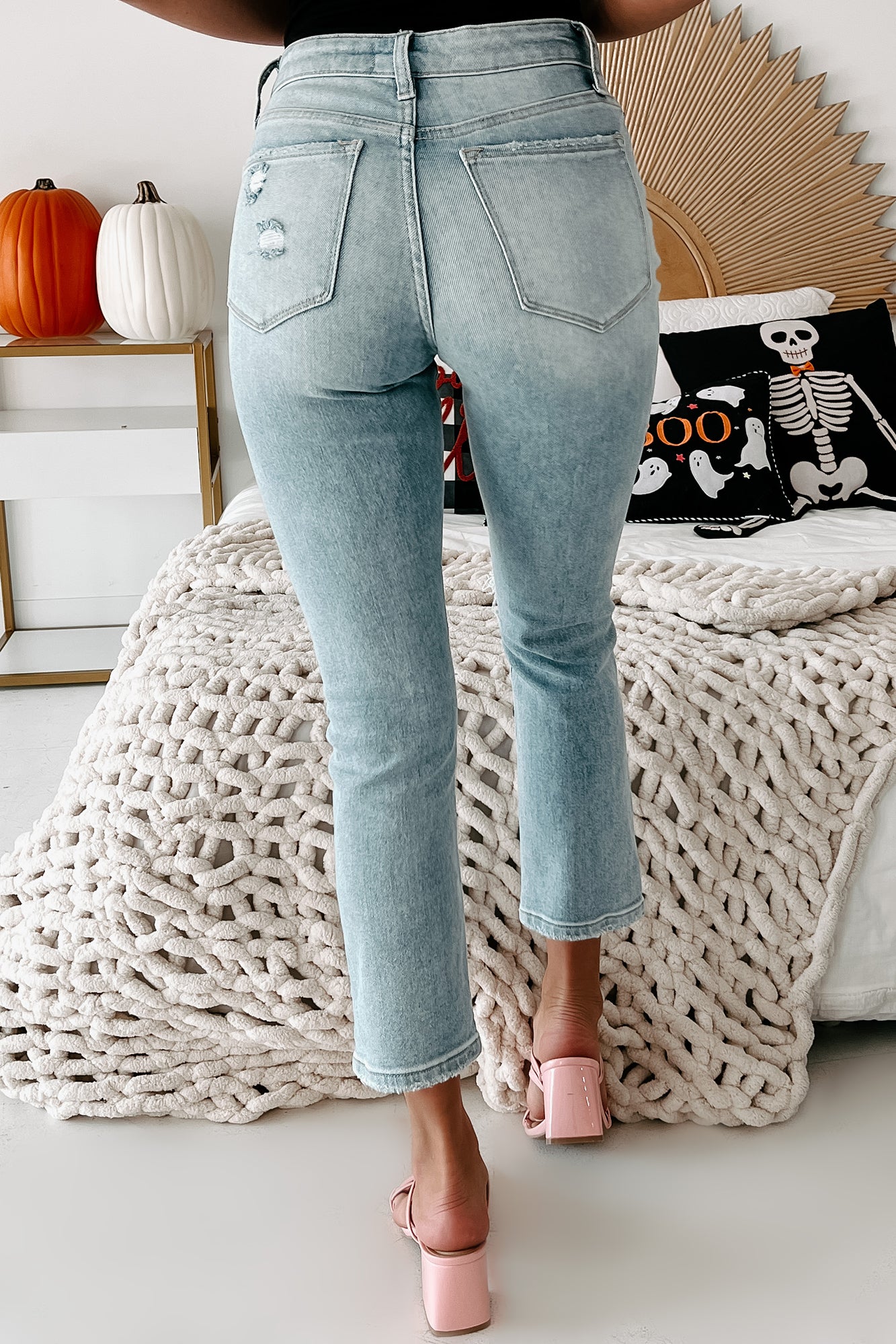 Gabby Mid-Rise Vervet Straight Leg Distressed Jeans (Light)-The Formal Wear