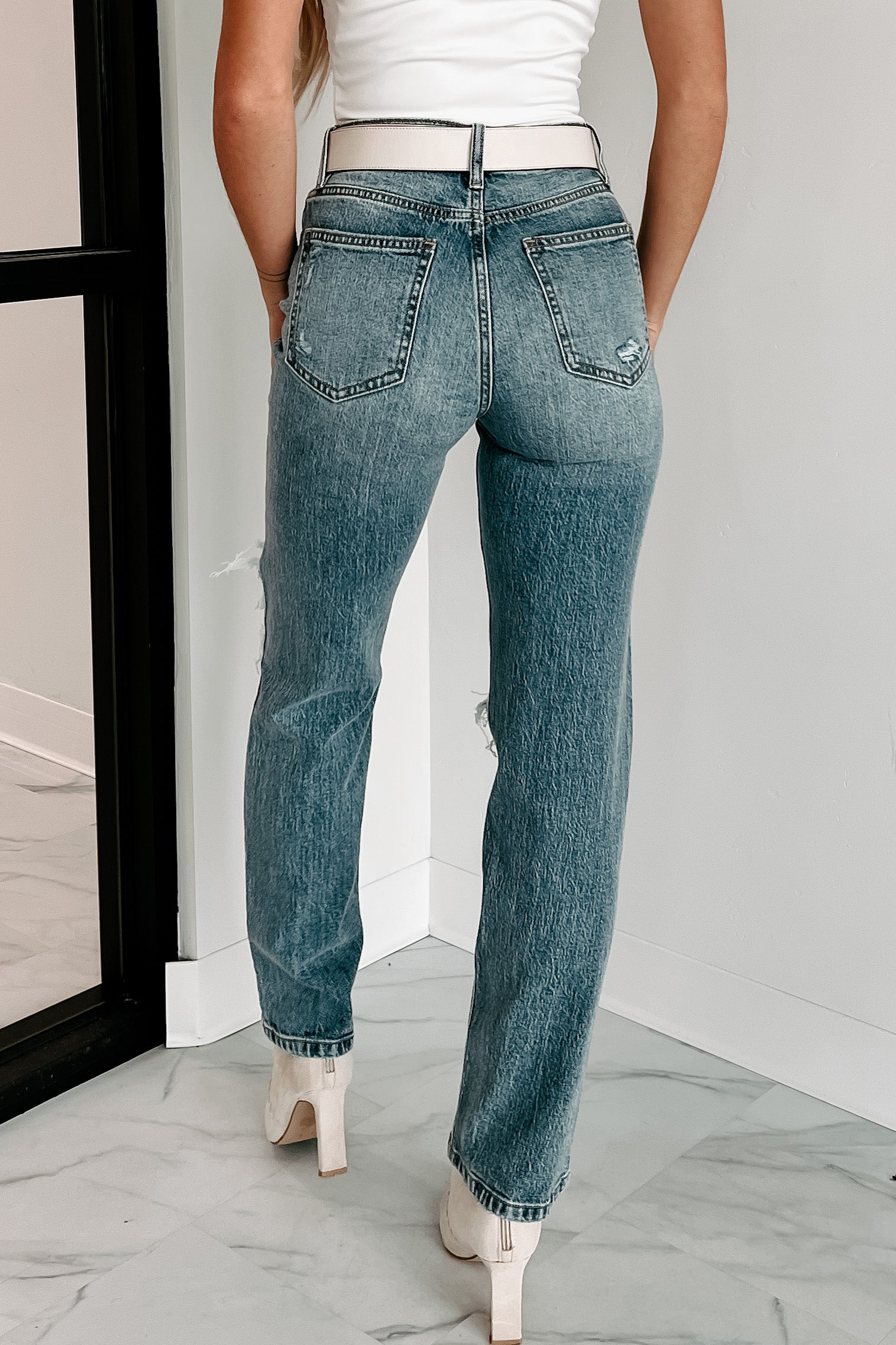 Route 66 High Rise Eunina Distressed Dad Jeans (Medium)-The Formal Wear