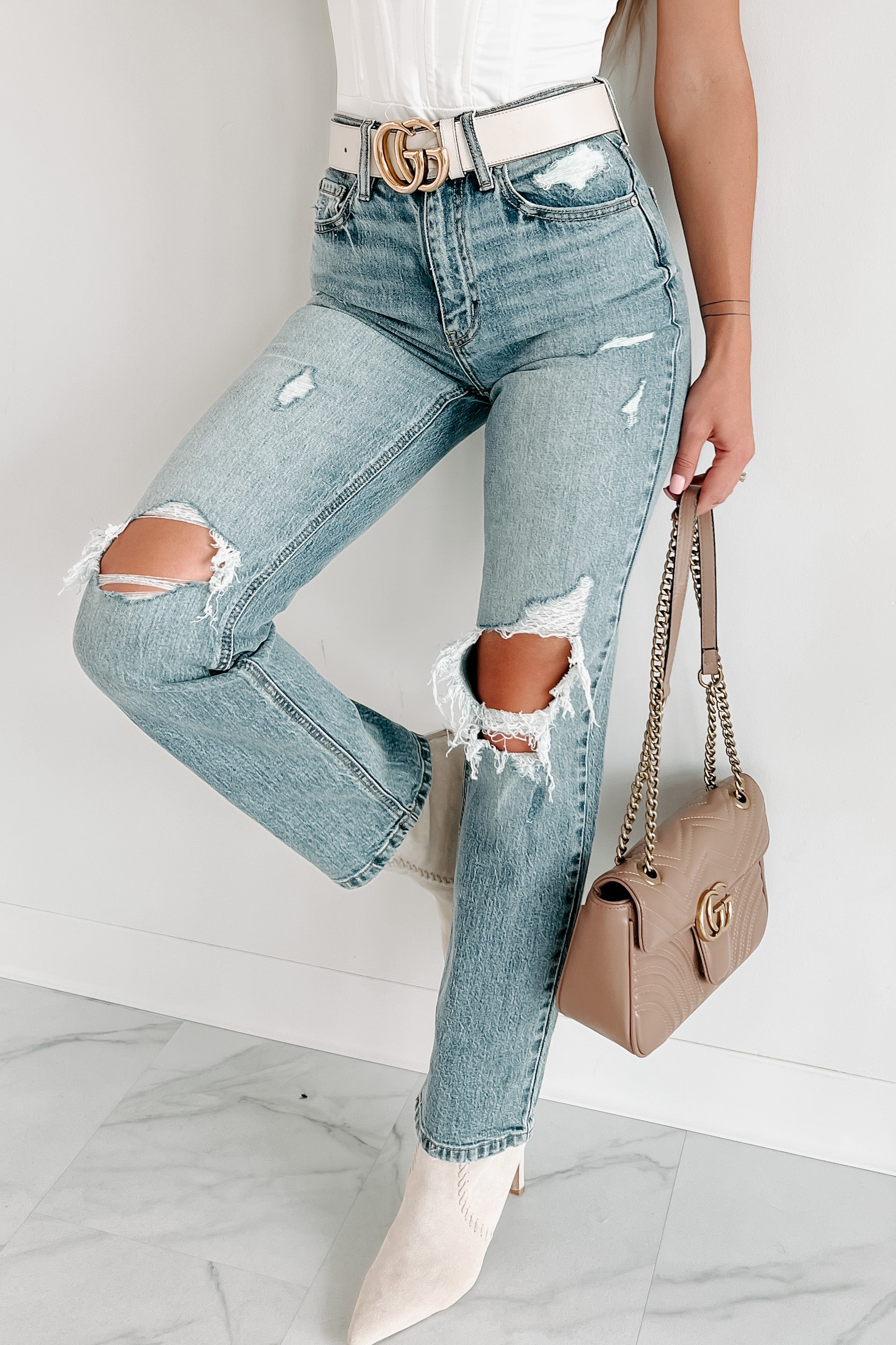 Route 66 High Rise Eunina Distressed Dad Jeans (Medium)-The Formal Wear