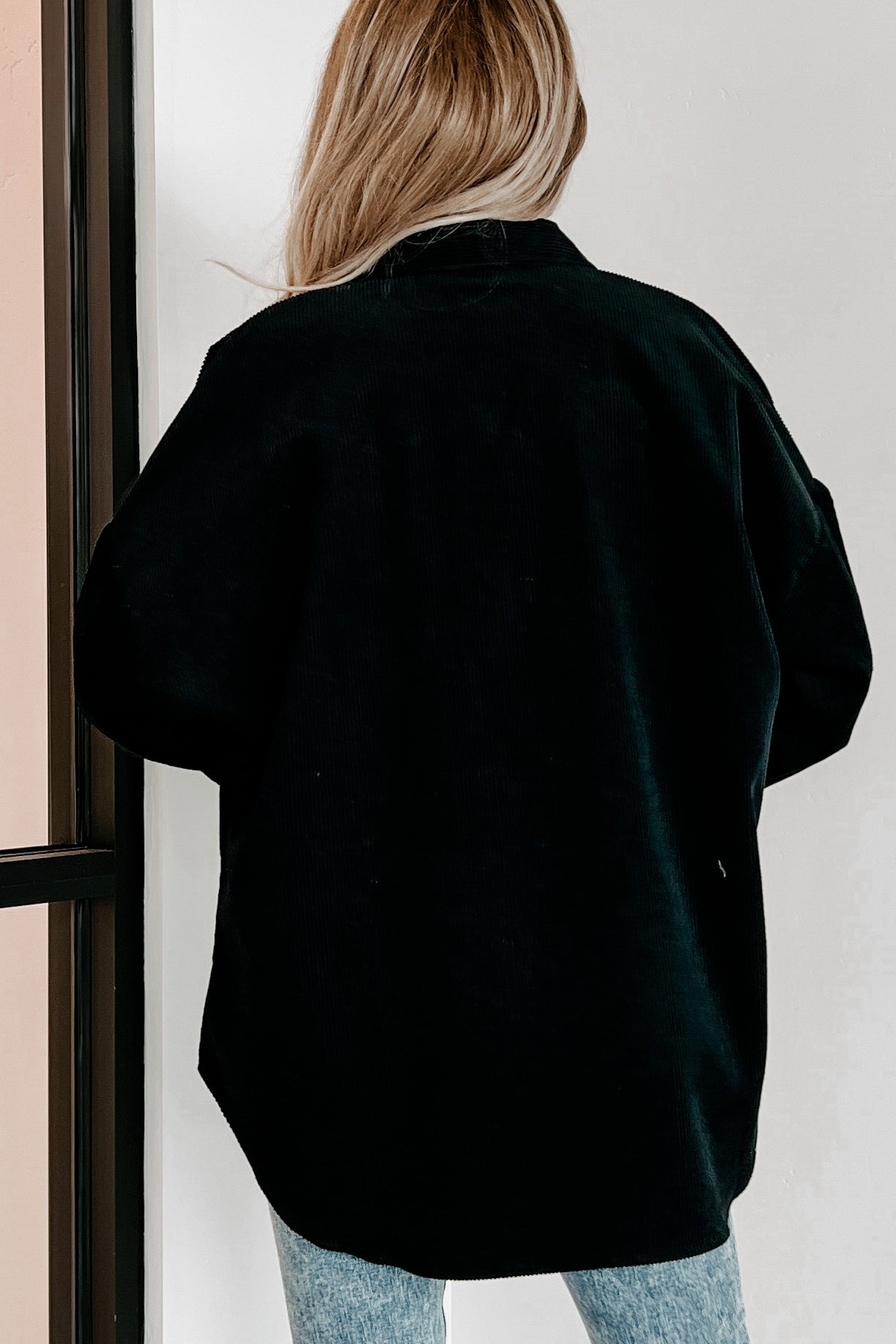 Saturdays At Market Oversized Corduroy Shacket (Black)-The Formal Wear