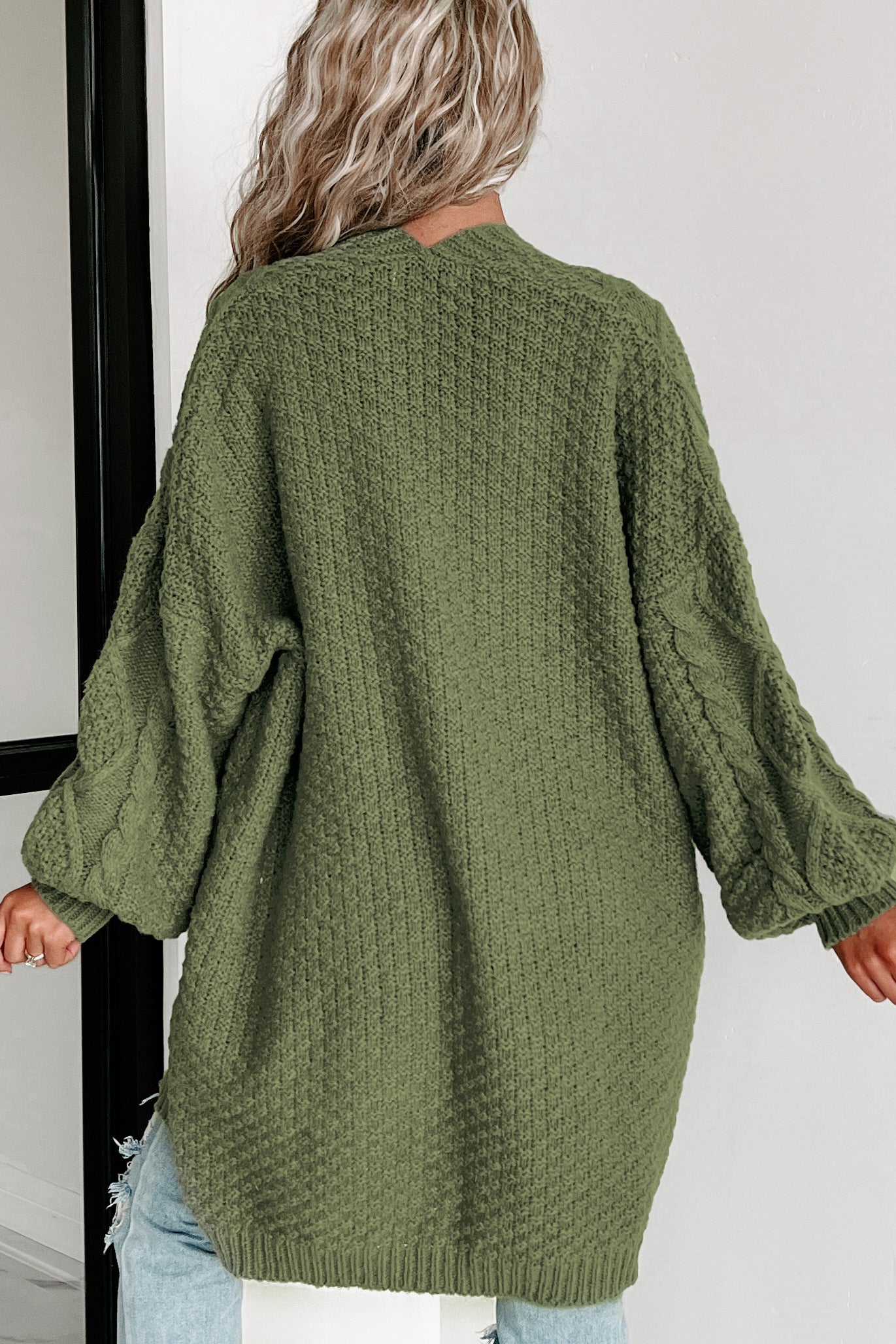 What You Need Open Front Knit Cardigan (Olive)-The Formal Wear