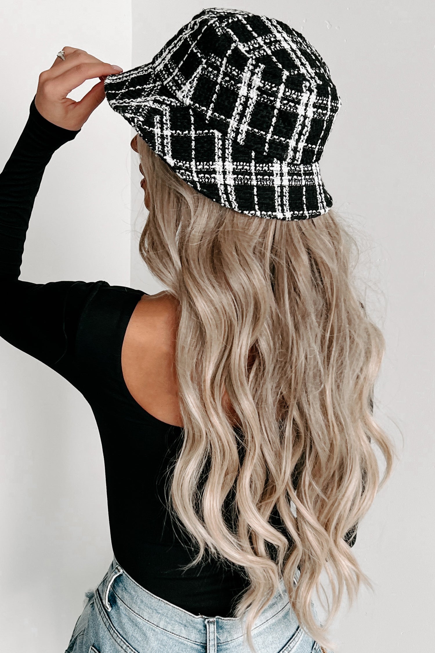 Mystery Solved Plaid Bucket Hat (Black/White)-The Formal Wear