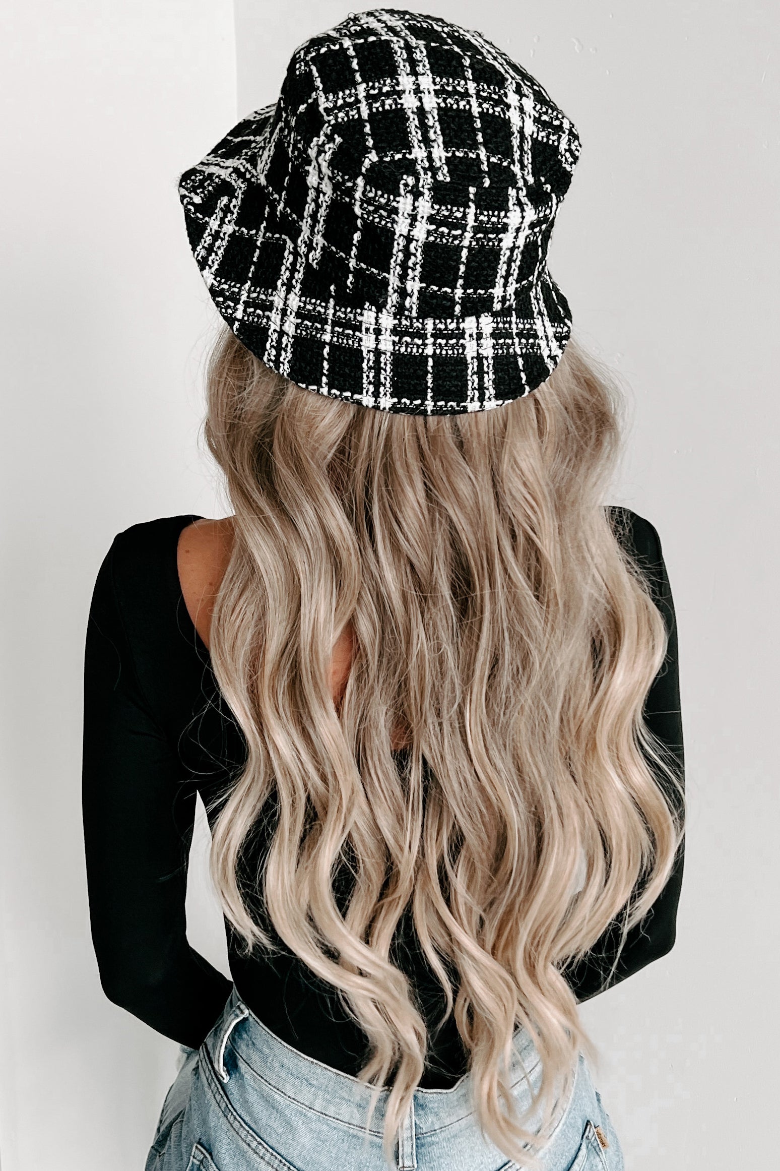 Mystery Solved Plaid Bucket Hat (Black/White)-The Formal Wear