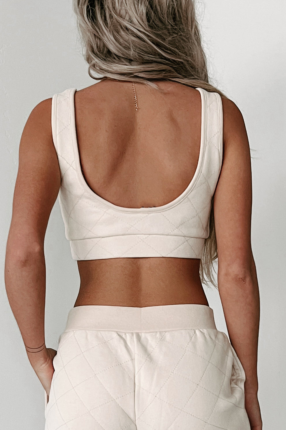 Doris Quilted Two-Piece Set (Cream)-The Formal Wear