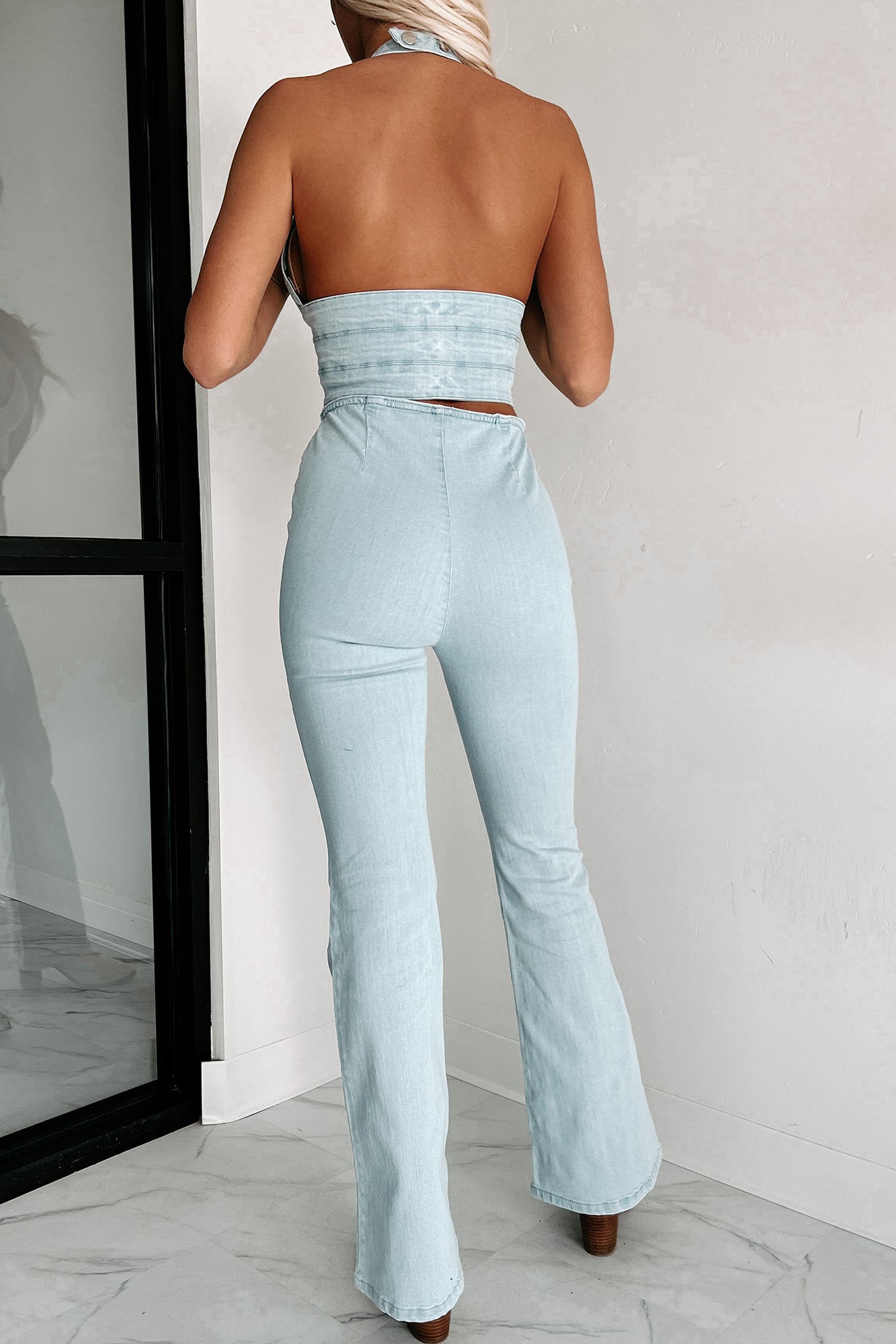 Here For The Rodeo Two Piece Denim Pant Set (Light Denim)-The Formal Wear