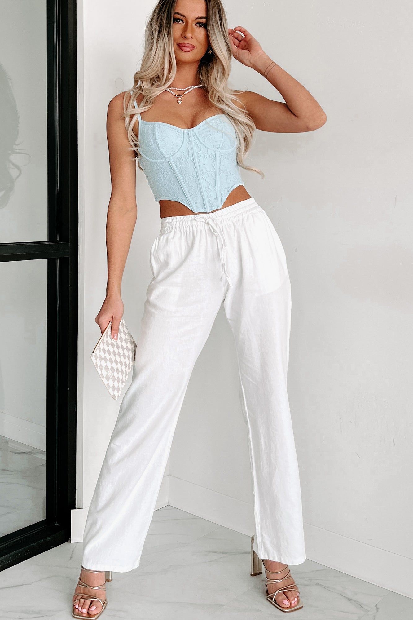 Besides You Lace Corset Top (Blue)-The Formal Wear