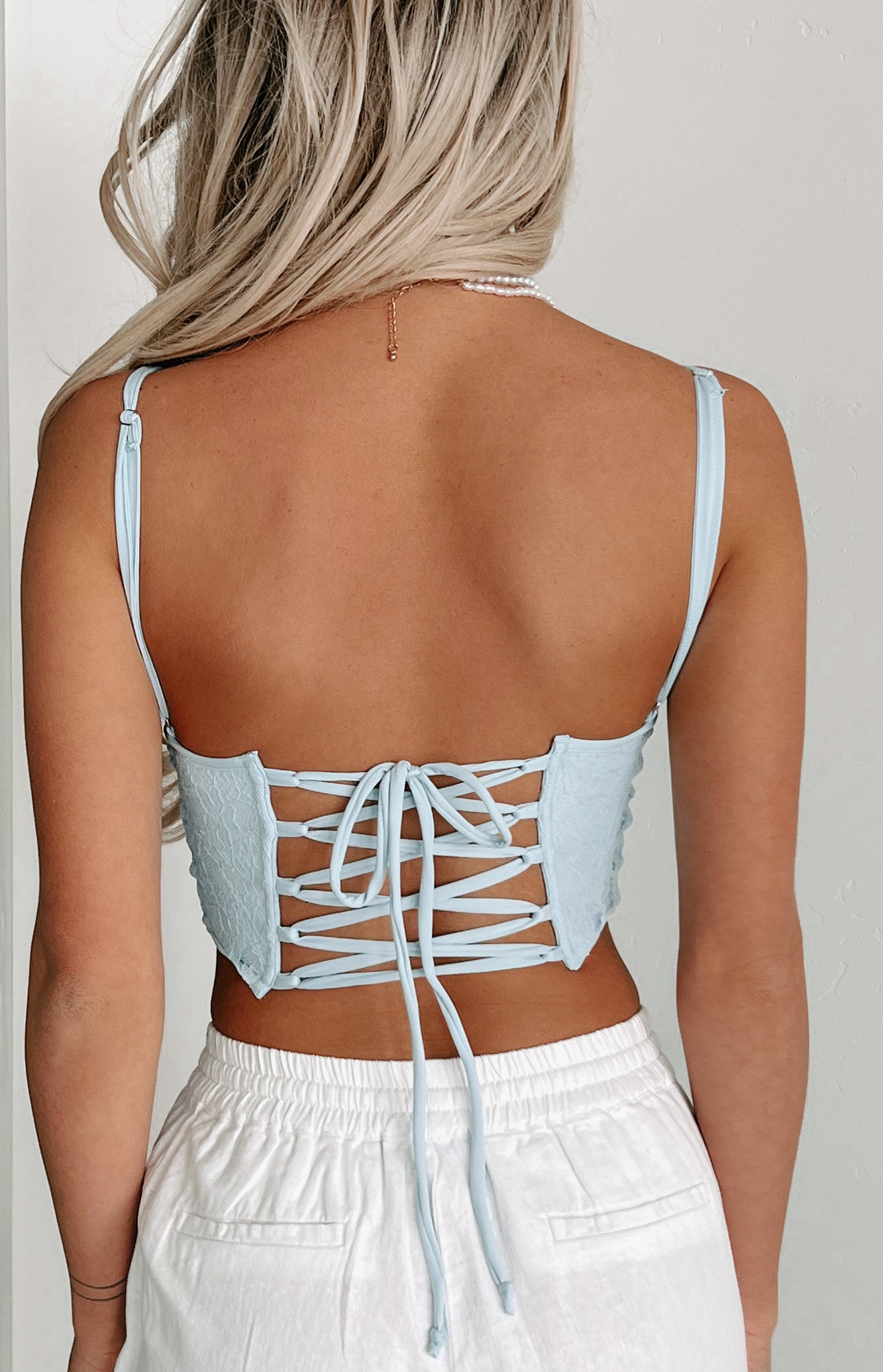 Besides You Lace Corset Top (Blue)-The Formal Wear