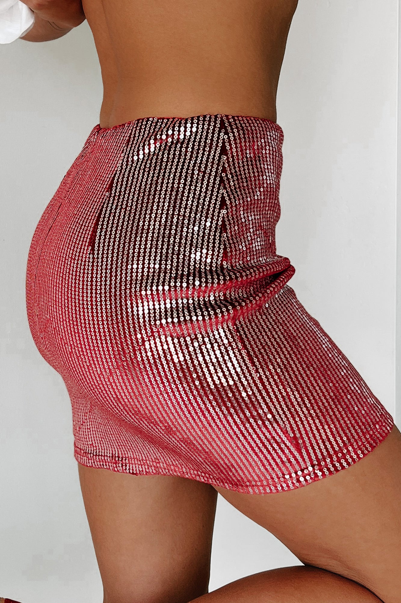 Disco's Not Dead Sequin Mini Skirt (Wine)-The Formal Wear