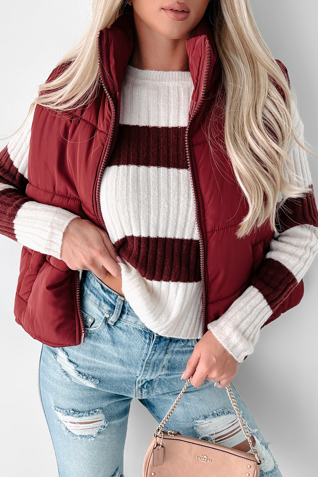 Doorbuster Mountain Utopia Puffer Vest (Burgundy)-The Formal Wear