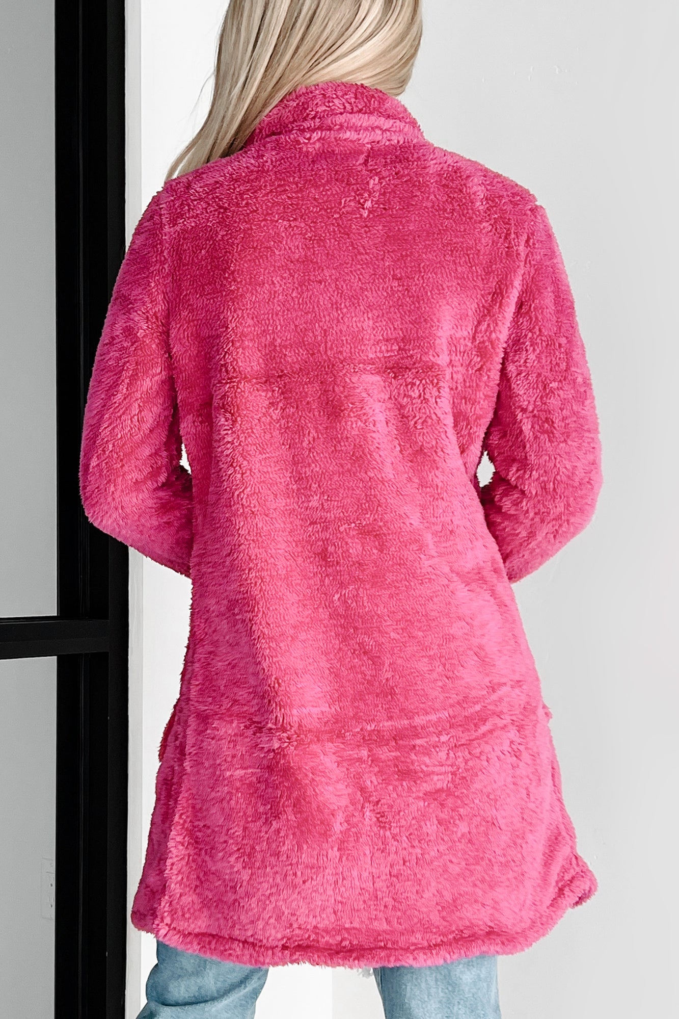Doorbuster Main Attraction Long Sherpa Jacket (Magenta)-The Formal Wear
