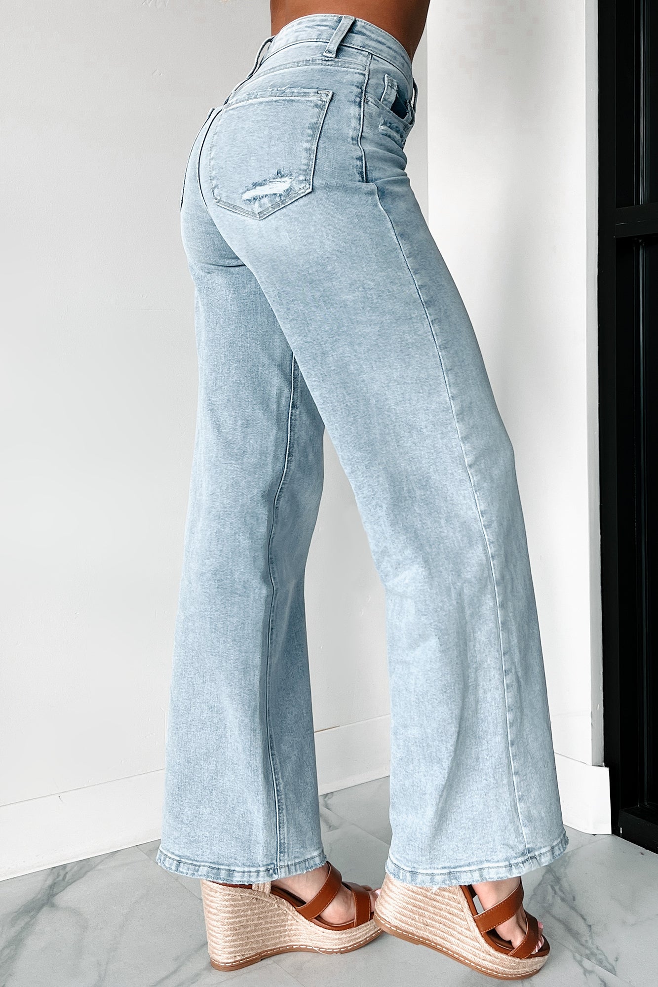 A New Dawn High Rise Flying Monkey Wide Leg Jeans (Light)-The Formal Wear