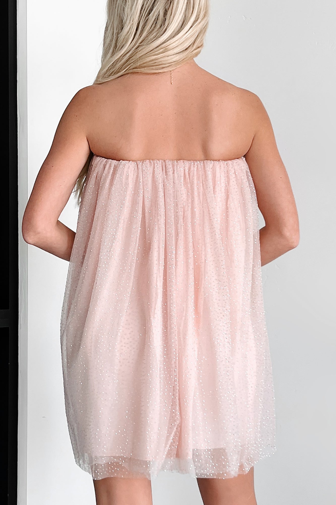 In A Dreamland Rhinestone Tulle Mini Dress/Skirt (Blush)-The Formal Wear