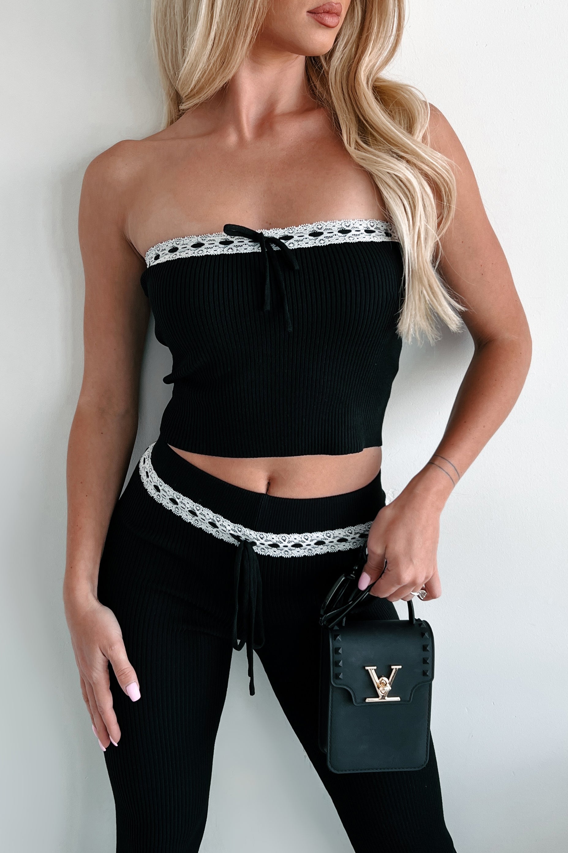 Could've Been Karma Lace Trimmed Tube Top (Black)-The Formal Wear